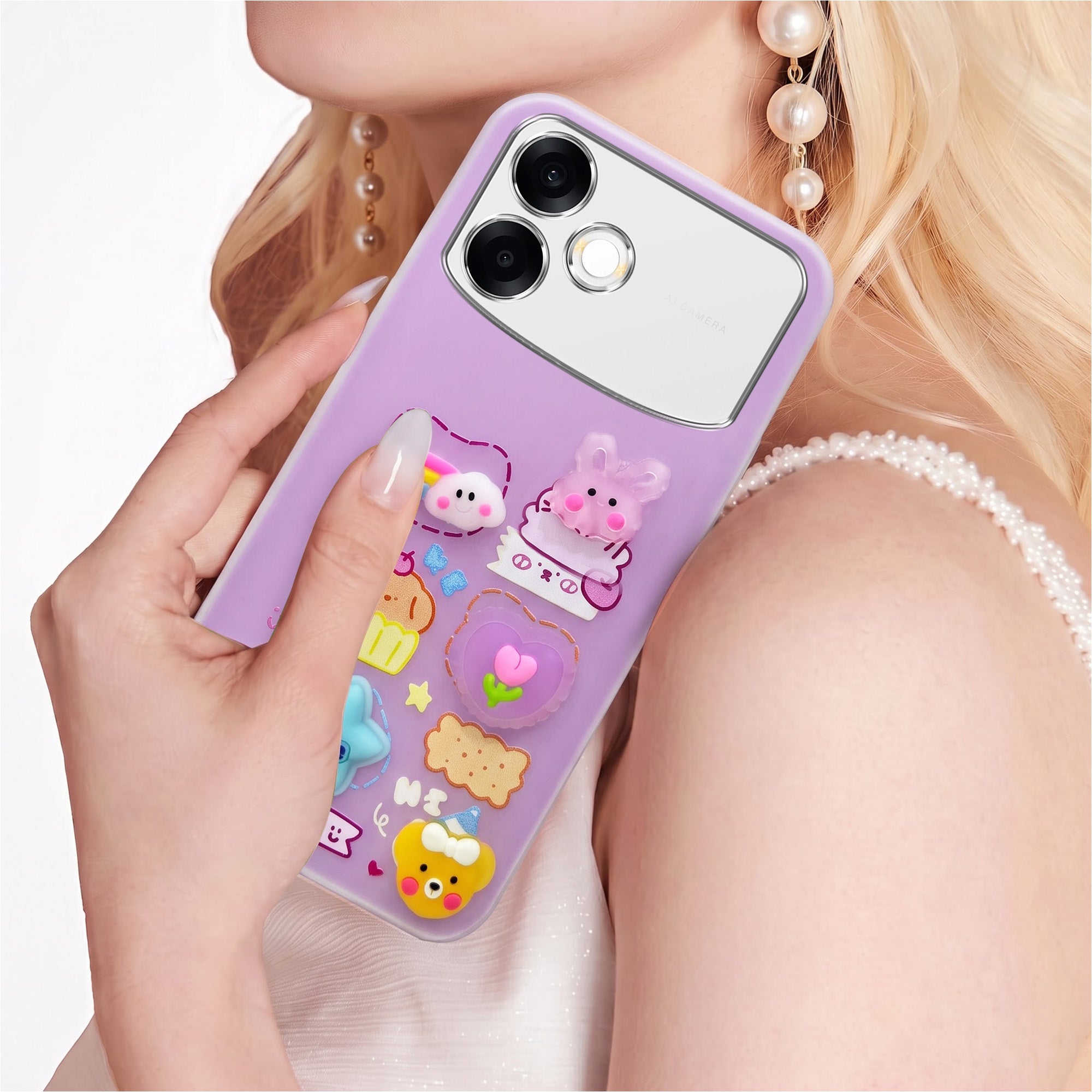 For Oppo F33 Pro 5G Back Cover Case (3D Cute Cartoons | Hard Back Side Soft | Matte Premium Finish | HD Printing)