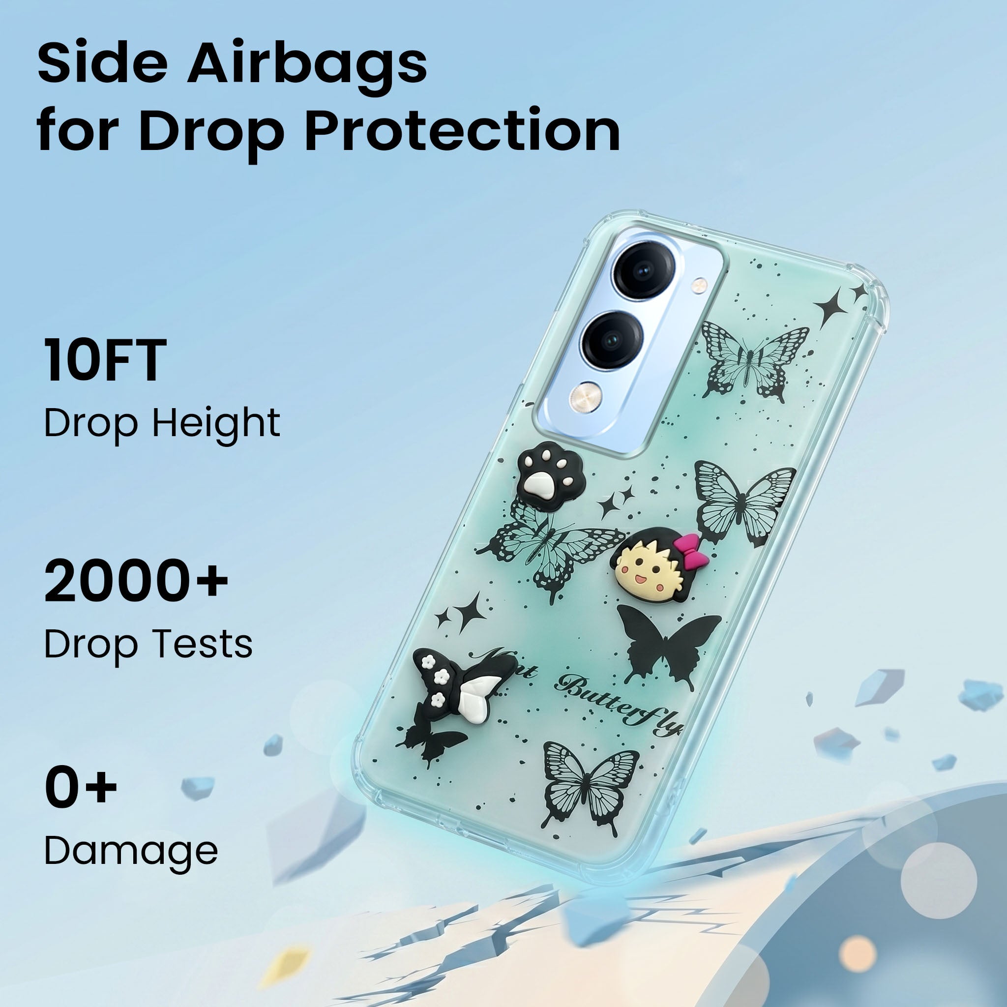 For Vivo iQOO Z10 Lite Back Cover Case (3D Cute Cartoons | Hard Back Side Soft | Matte Premium Finish | HD Printing)