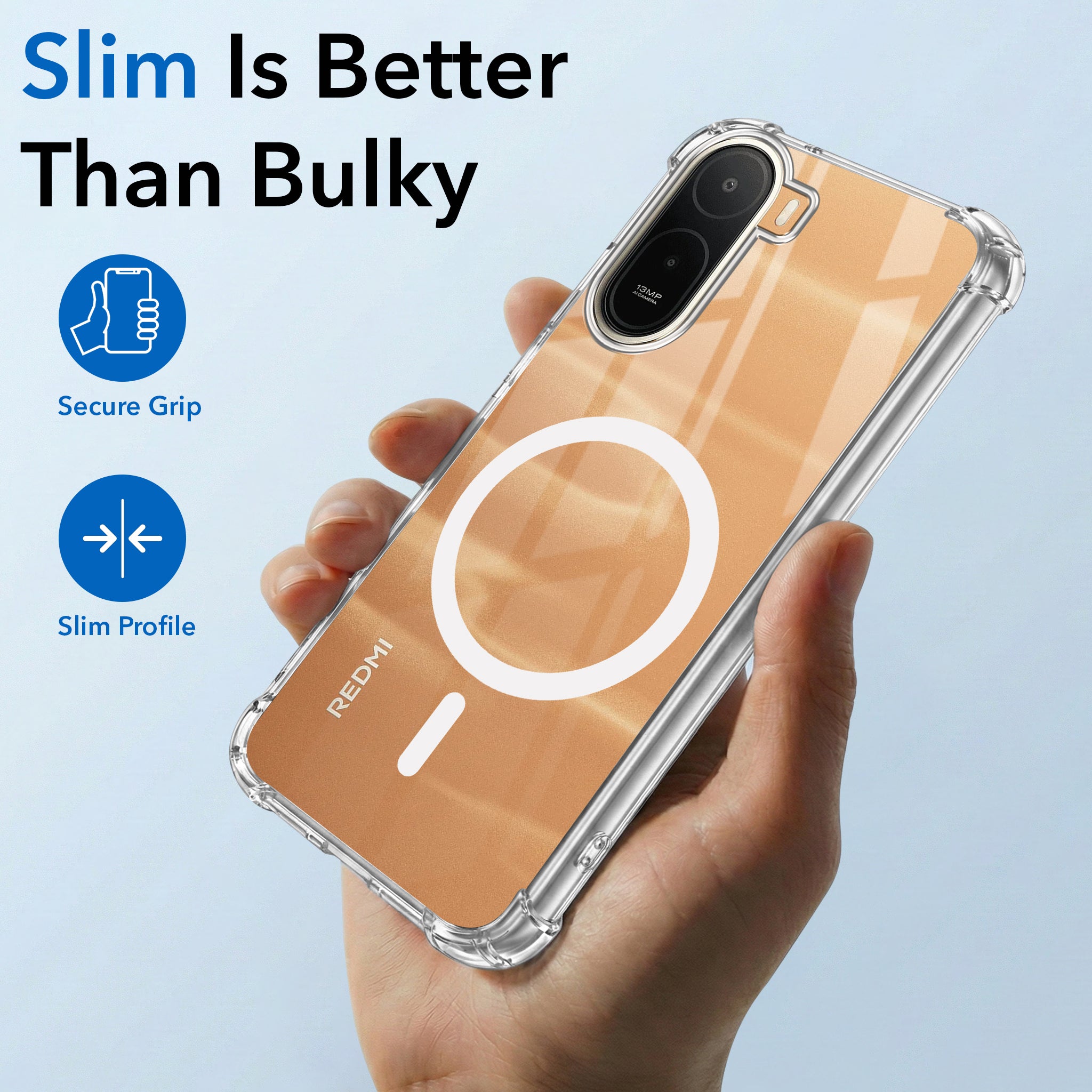 For Redmi A7 Pro 5G Back Cover Shockproof Crystal-Clear (Magsafe Wireless Support | Drop & Camera Protection | Hard Polycarbonate)