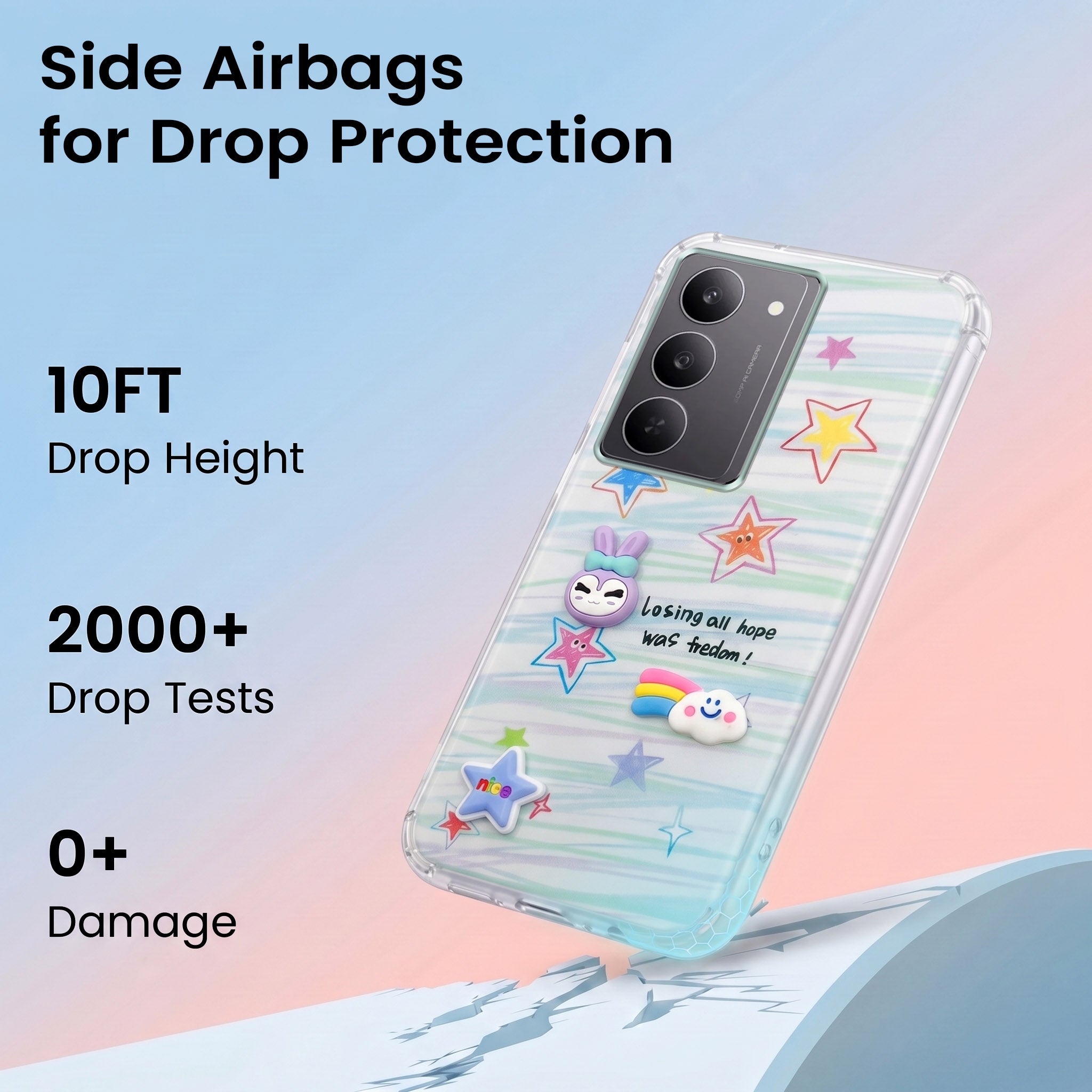 For Realme 14X Back Cover Case (3D Cute Cartoons | Hard Back Side Soft | Matte Premium Finish | HD Printing)