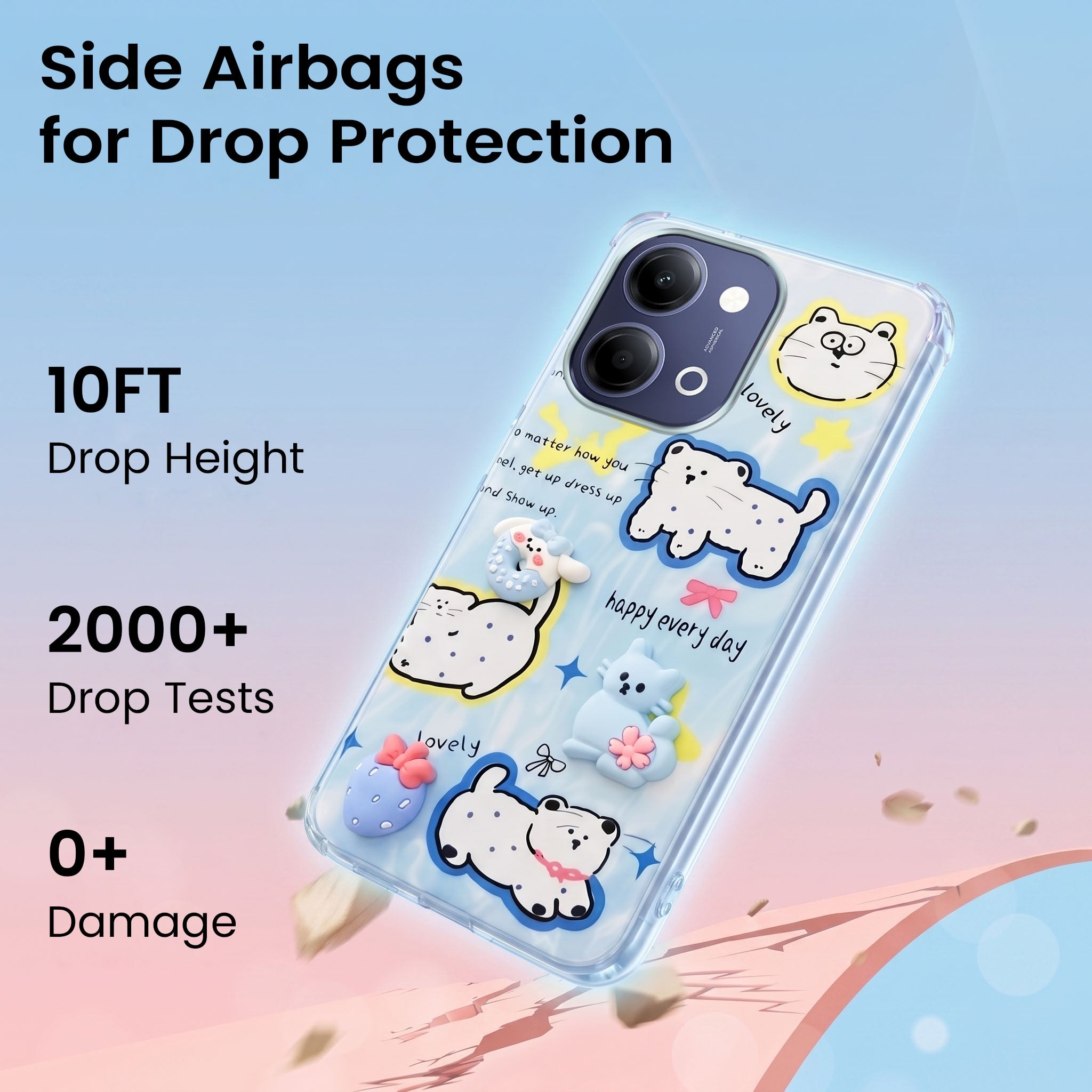 For Vivo iQOO Z11 Lite Back Cover Case (3D Cute Cartoons | Hard Back Side Soft | Matte Premium Finish | HD Printing)
