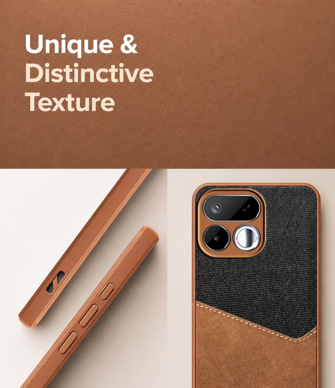 For Realme 16T 5G Back Cover Case (Dual PU Leather Stitch | Professional Minimalist | Soft and Flexible)