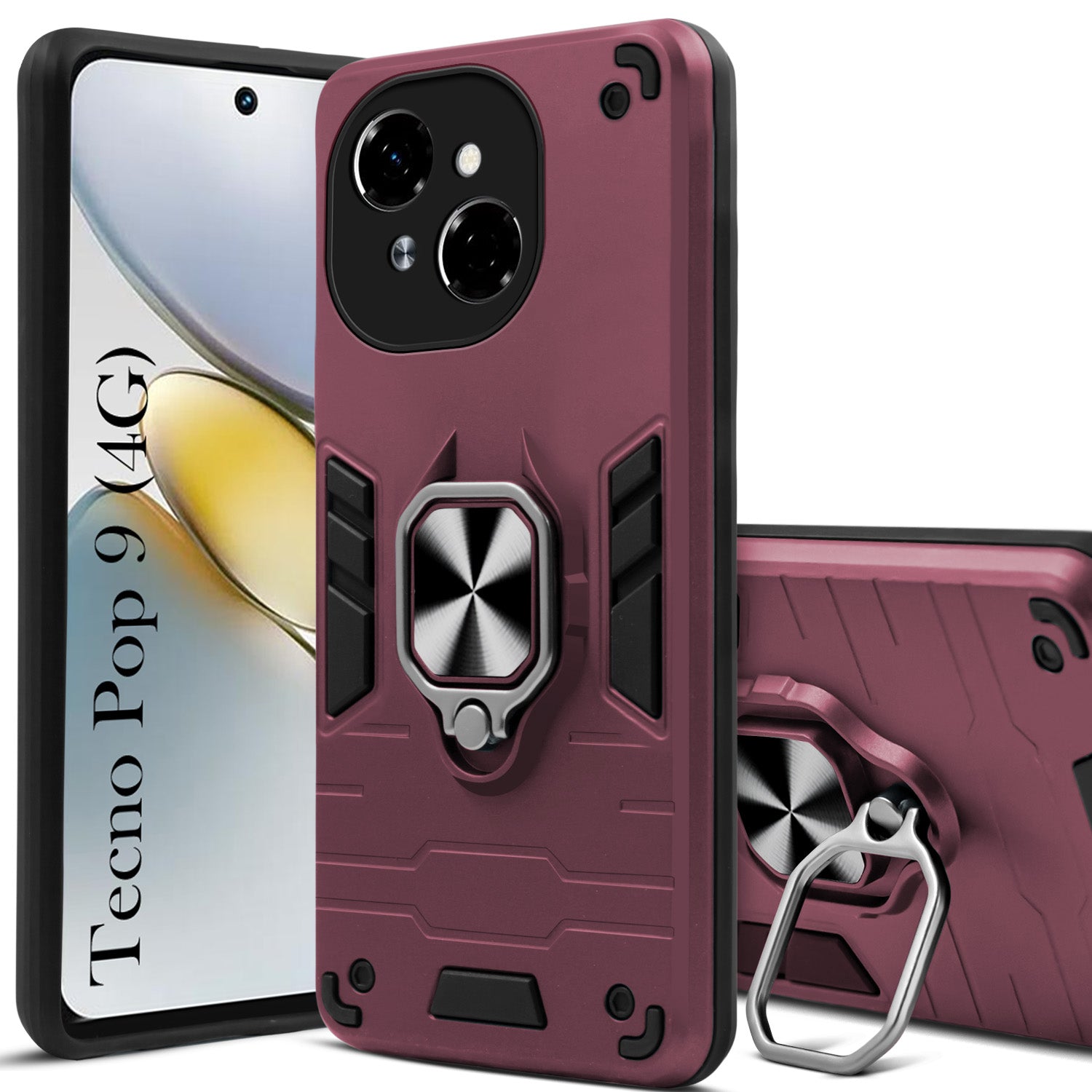For Tecno Pop 9 4G Back Cover Case (Shockproof Polycarbonate Dual Layer Hybrid Armor)