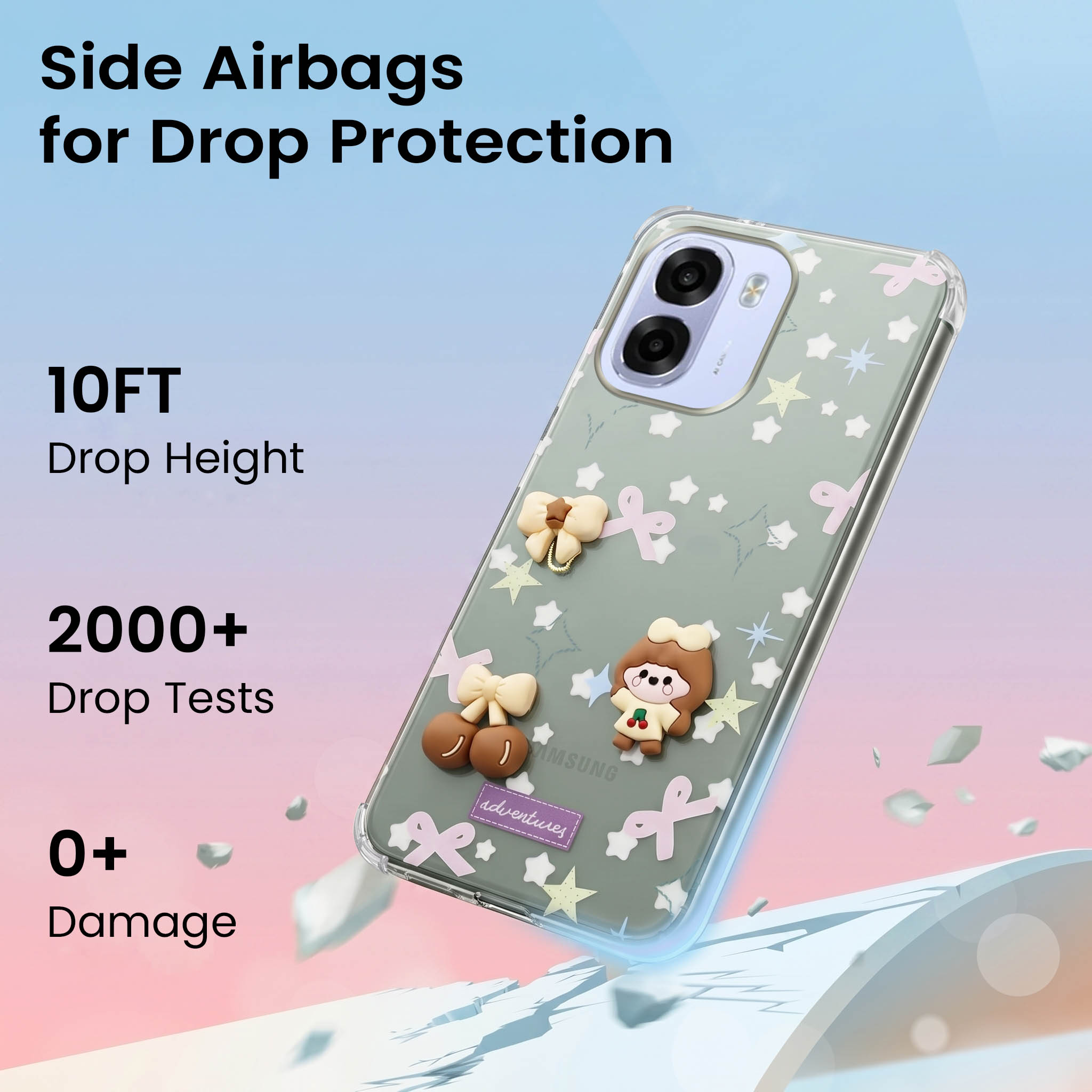 For Oppo K14x 5G Back Cover Case (3D Cute Cartoons | Hard Back Side Soft | Matte Premium Finish | HD Printing)