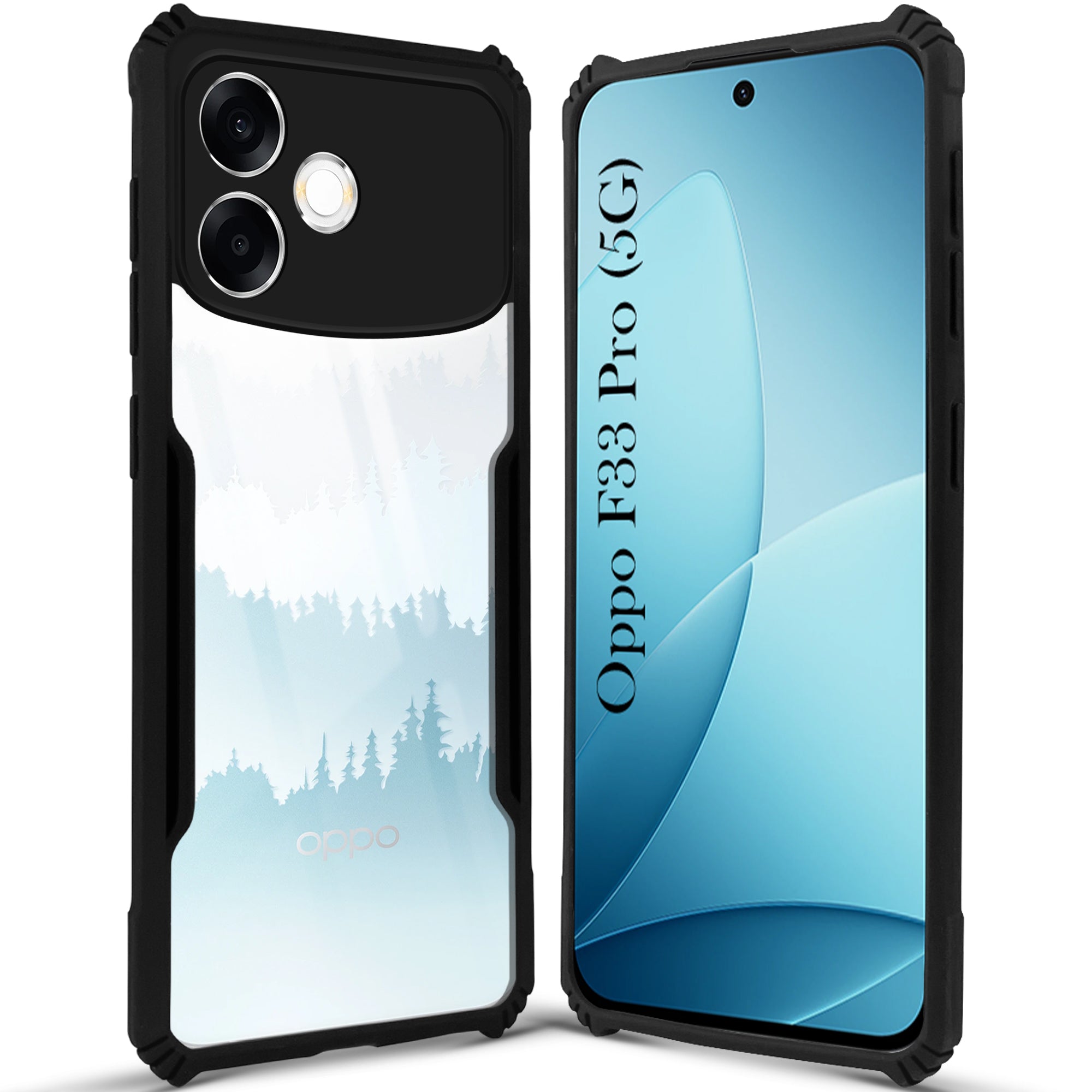For Oppo F33 Pro 5G Back Cover Case Hybrid (Shockproof with Polycarbonate Clear Panel | Professional Black)