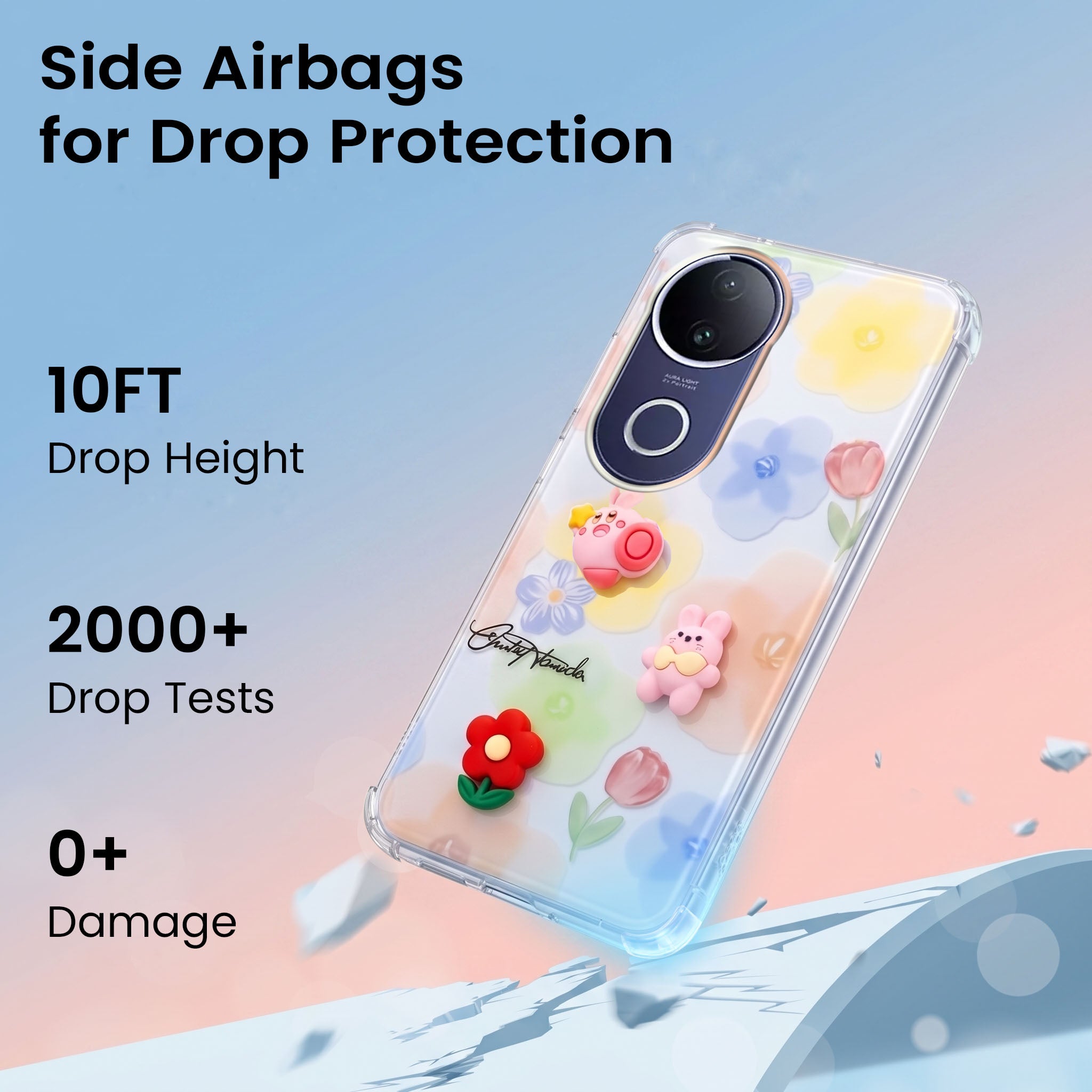 For Vivo T4R Back Cover Case (3D Cute Cartoons | Hard Back Side Soft | Matte Premium Finish | HD Printing)
