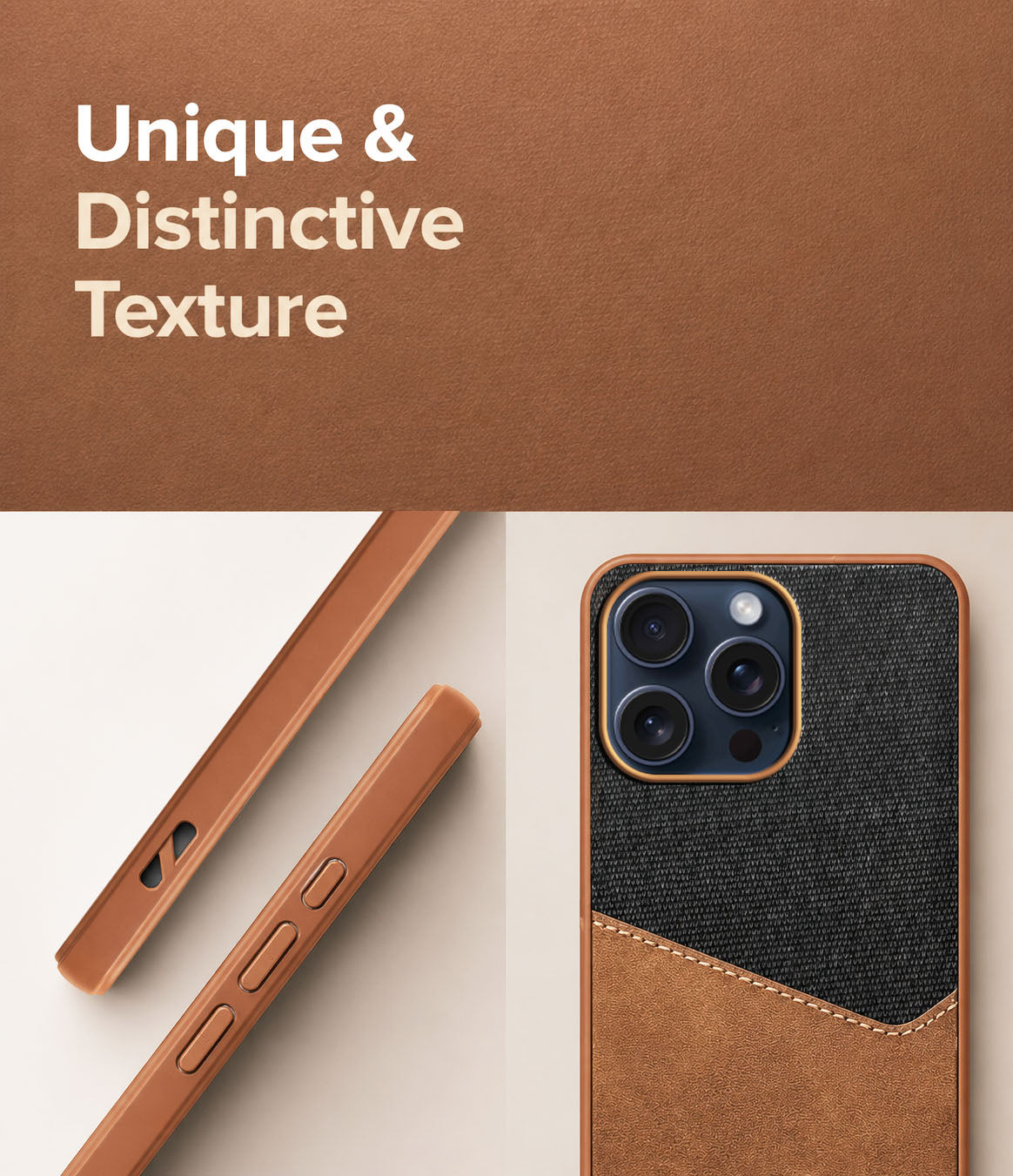 For Apple iPhone 15 Pro Max Back Cover Case (Dual PU Leather Stitch | Professional Minimalist | Soft and Flexible)