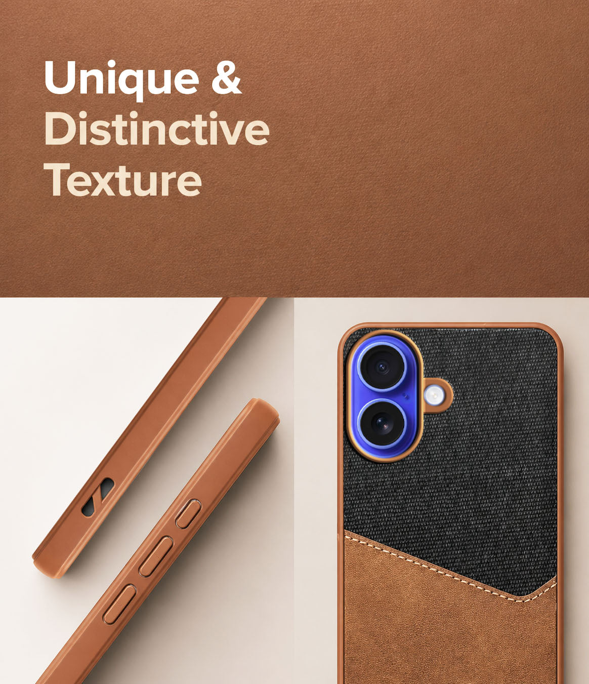 For Apple iPhone 16 Back Cover Case (Dual PU Leather Stitch | Professional Minimalist | Soft and Flexible)