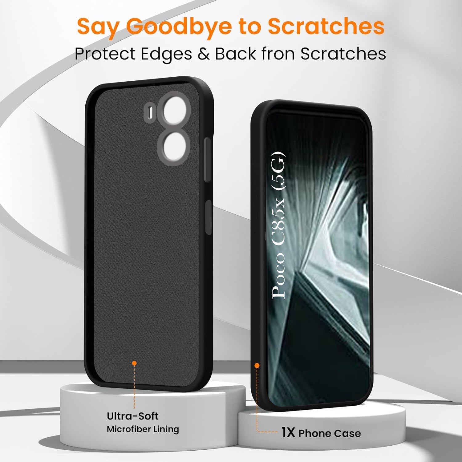 For Poco C85x 5G Back Cover Case Rubberised (Textured Grip Design | Micro-Fiber Cloth Inside | Slim and Light Weight | Soft Touch and Feel)