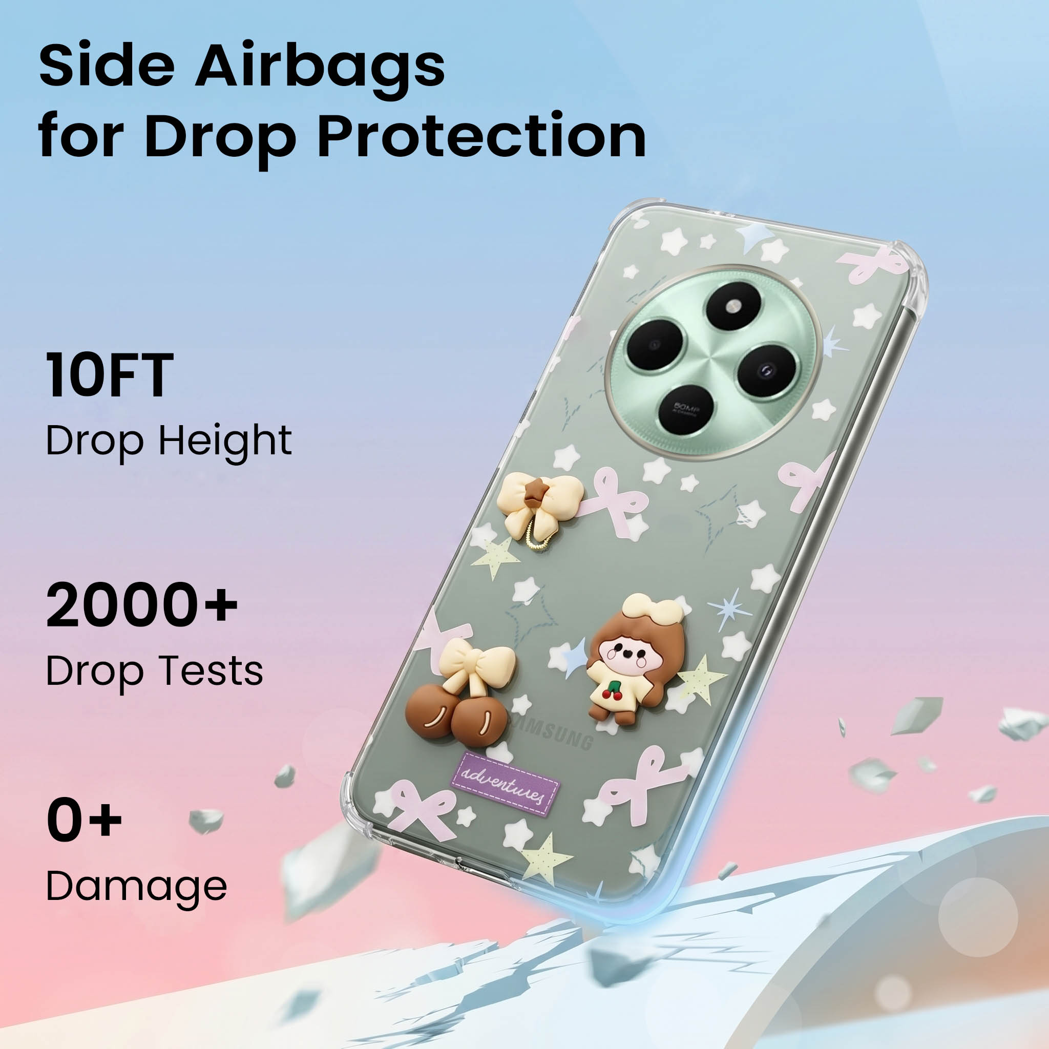 For Poco C75 | Poco M7 Back Cover Case (3D Cute Cartoons | Hard Back Side Soft | Matte Premium Finish | HD Printing)
