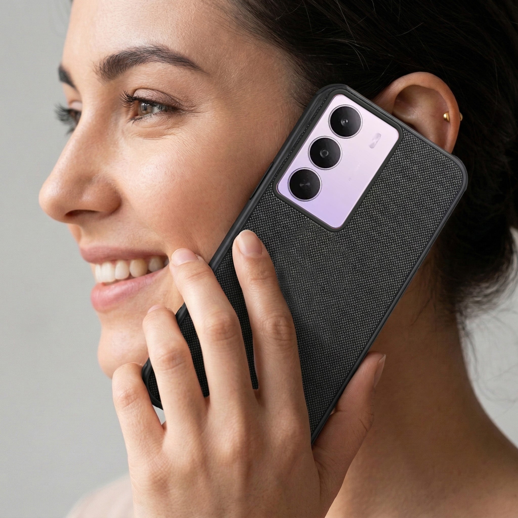 For Realme C75 5G Combo with Back Cover and 9H Tempered Glass (Textured Grip Design | Micro-Fiber Cloth Inside | Oleophobic Coating Screen Glass)