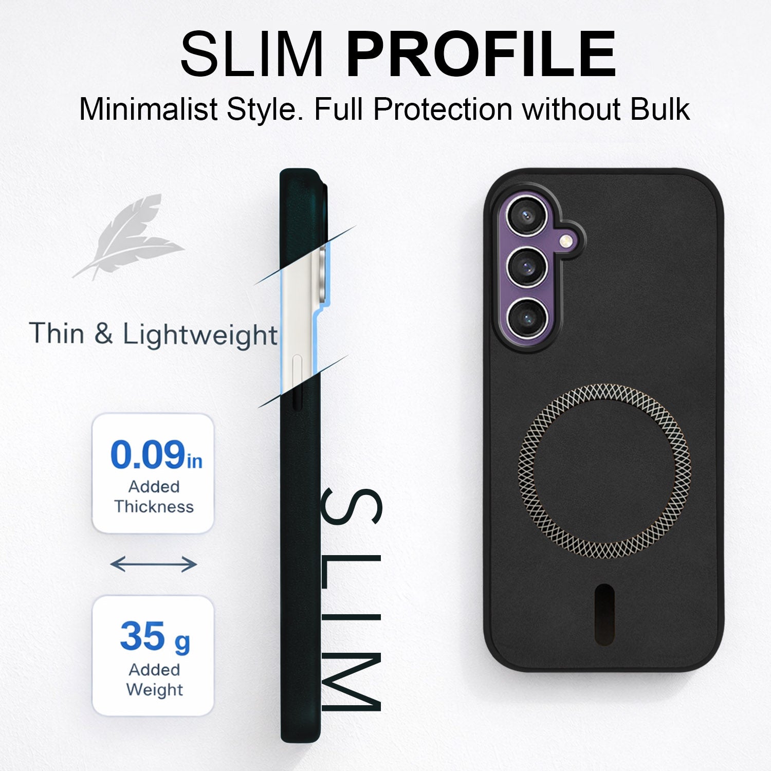 For Samsung Galaxy S23 FE 5G Back Cover Case Leather Finish (MagSafe Compatible Wireless Charging | Soft Touch | Camera Bump Protection)