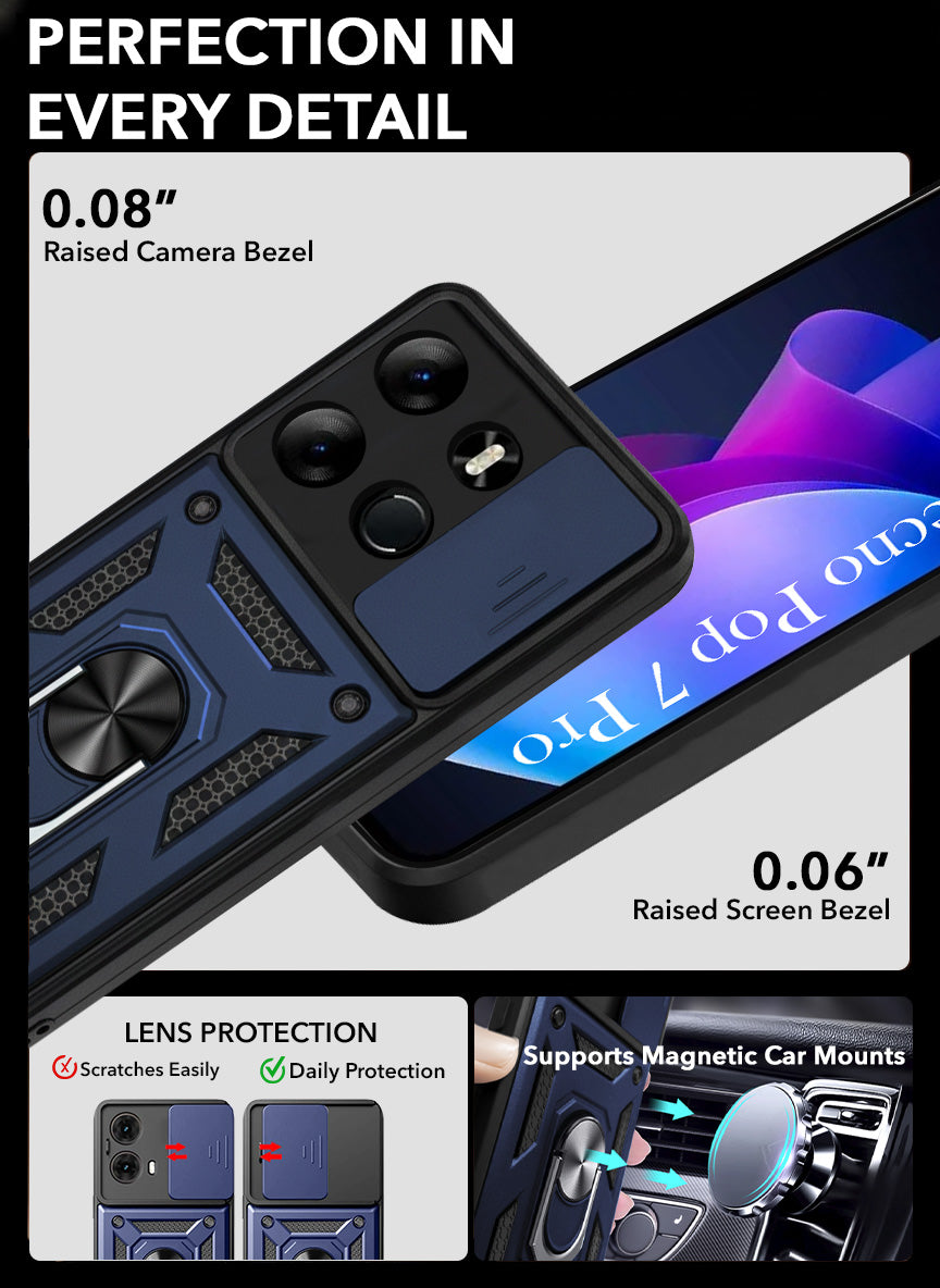 For Tecno Pop 7 Pro Back Cover Case (Hybrid Dual Armor Polycarbonate)