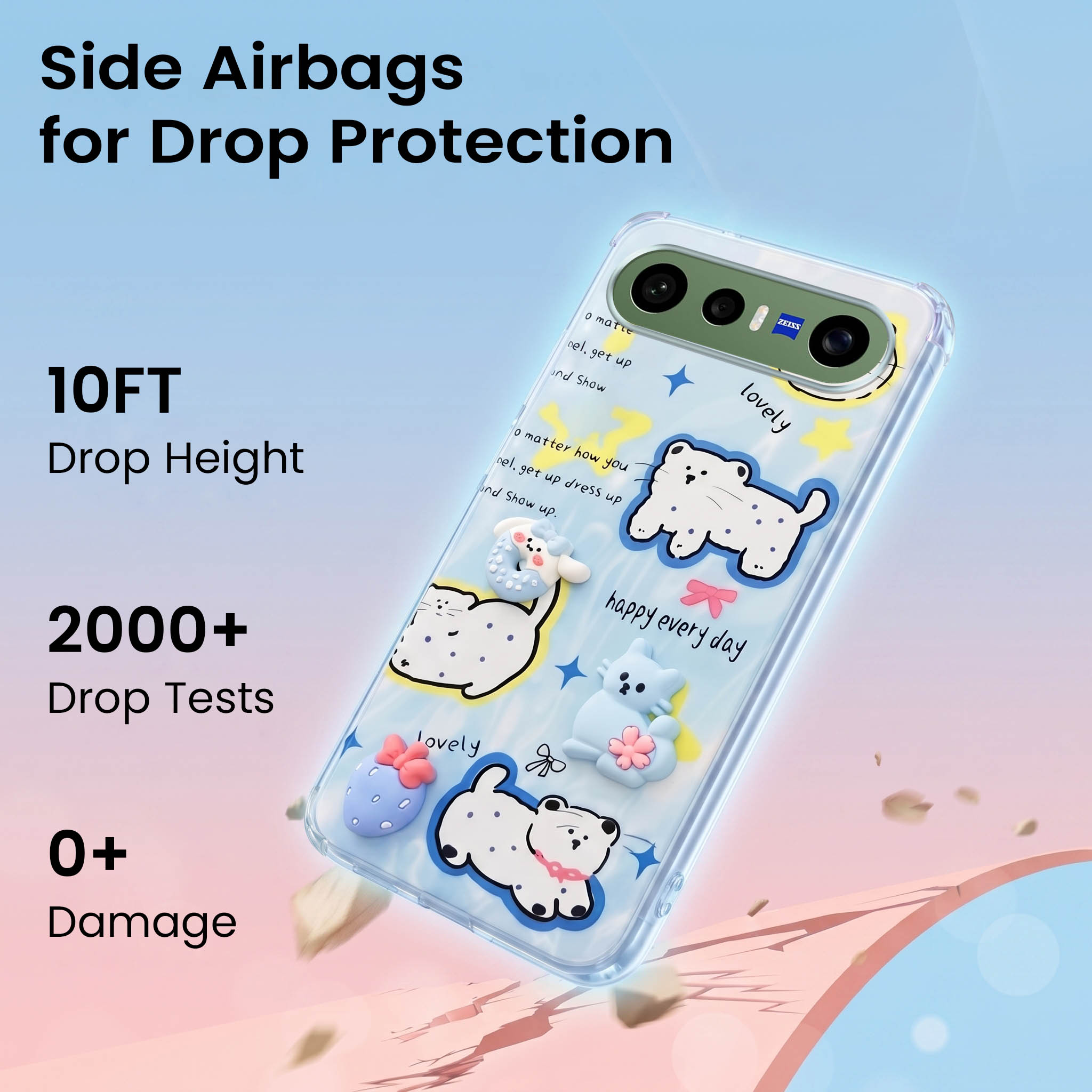 For Vivo X300 FE Back Cover Case (3D Cute Cartoons | Hard Back Side Soft | Matte Premium Finish | HD Printing)