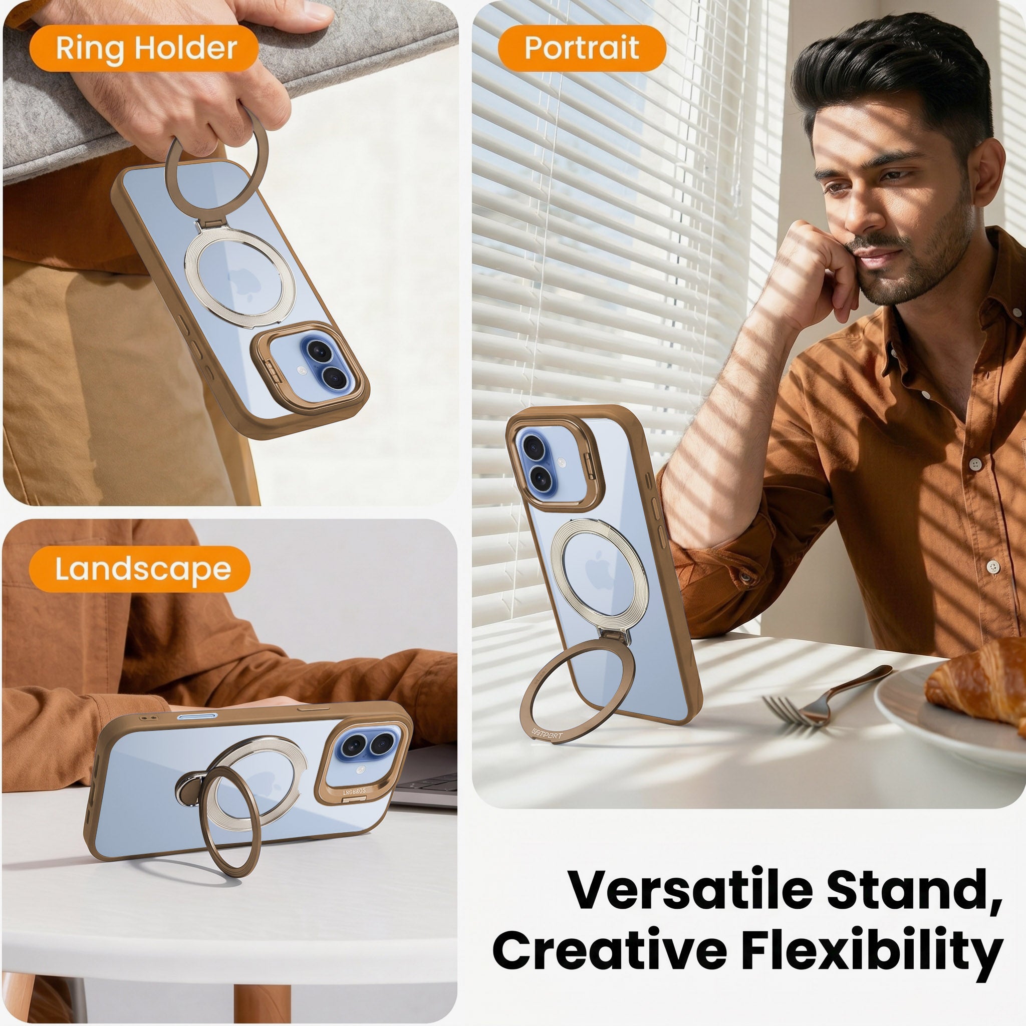 For Apple iPhone 17 Back Cover Case Crystal (Lifetime Anti Yellow | Magnetic Ring Stand | Camera Lens Protection | MagSafe Compatible)