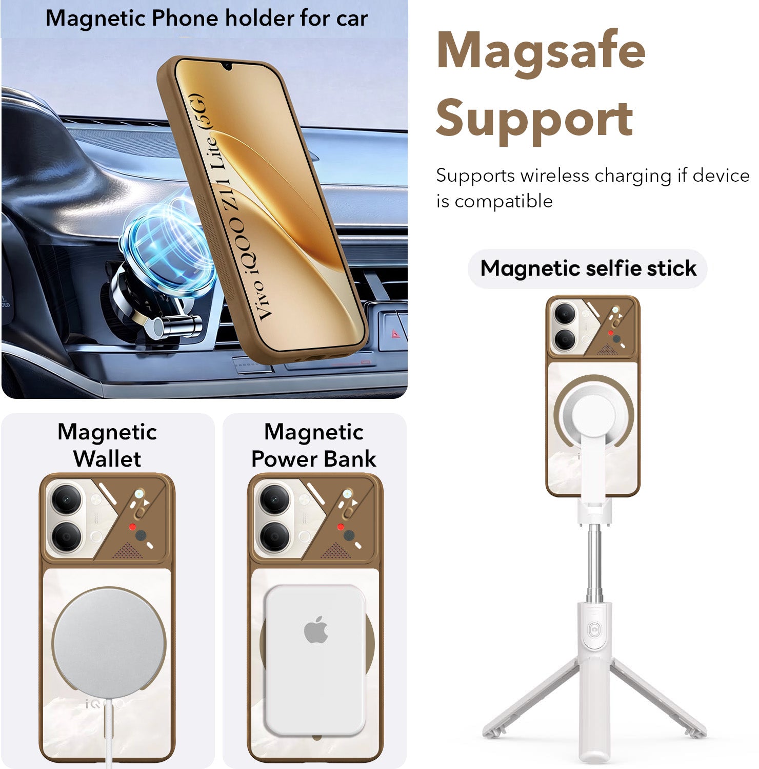 For Vivo iQOO Z11 Lite Back Cover Case Lifetime Anti-Yellow Clear (Camera Protection | Side Grip | Wireless MagSafe Compatible)