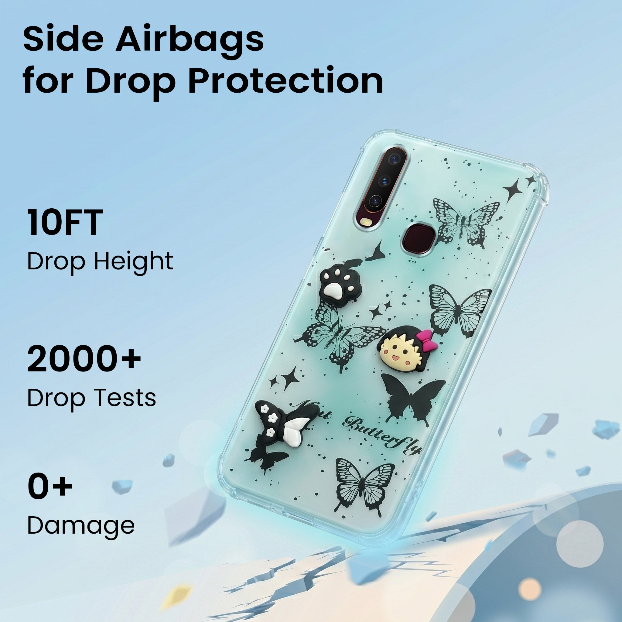 For Vivo Y12 | Y15 | Y17 Back Cover Case (3D Cute Cartoons | Hard Back Side Soft | Matte Premium Finish | HD Printing)