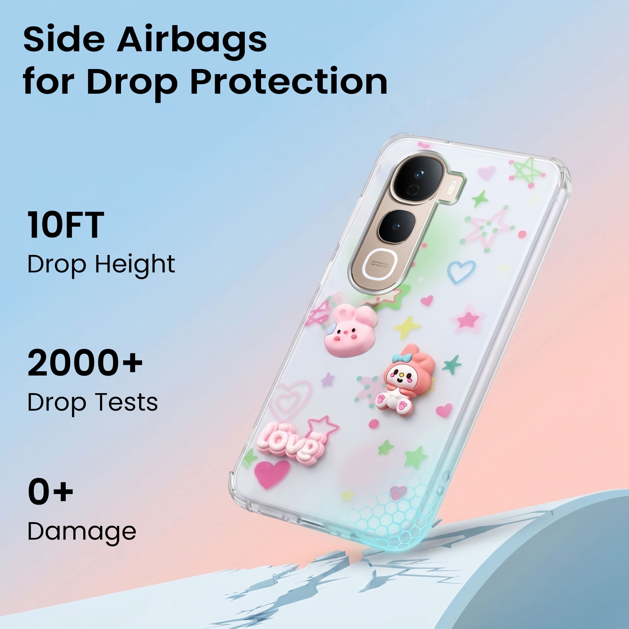 For Vivo Y400 Pro Back Cover Case (3D Cute Cartoons | Hard Back Side Soft | Matte Premium Finish | HD Printing)