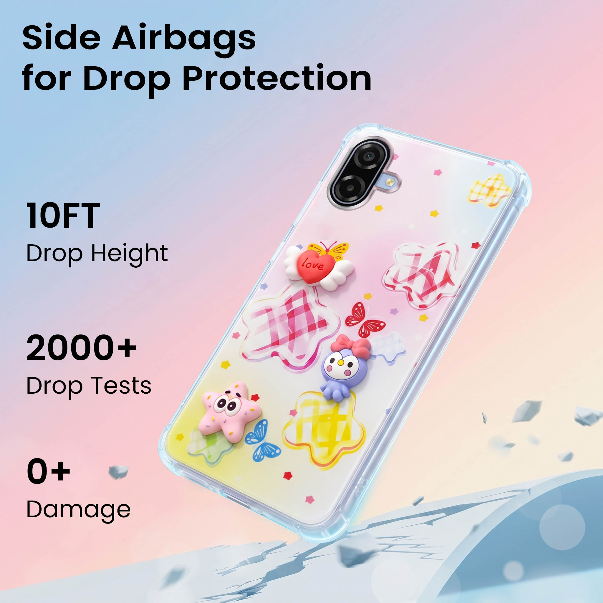 For Samsung Galaxy M17e Back Cover Case (3D Cute Cartoons | Hard Back Side Soft | Matte Premium Finish | HD Printing)