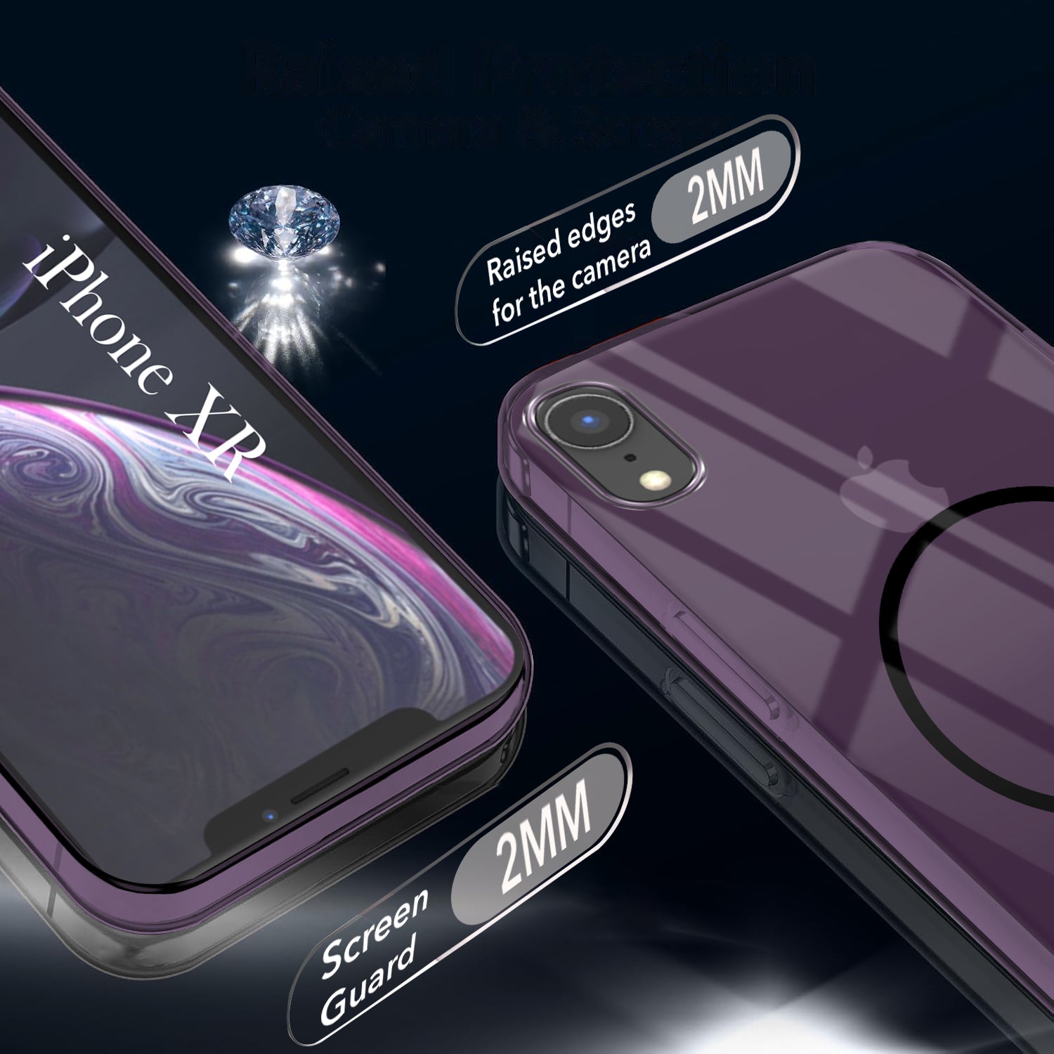 For Apple iPhone XR Back Cover Case (Crystal Clear Case | MagSafe Wireless Charging Support | Hard Anti Yellow | Camera Protection Bump)