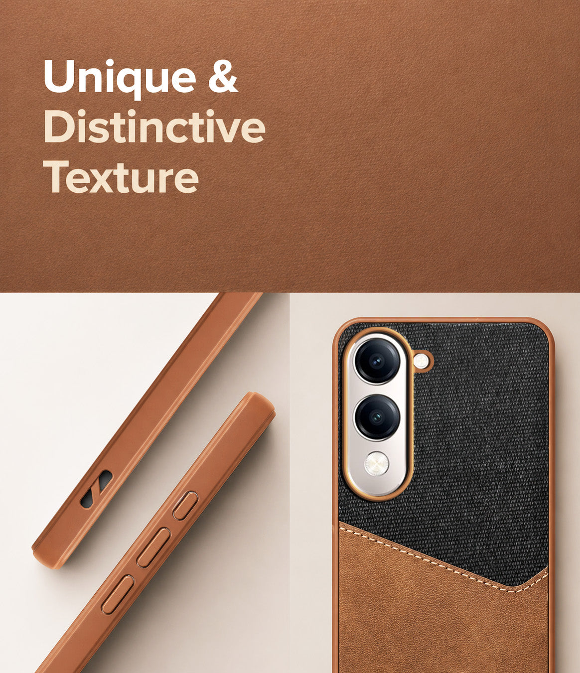 For Vivo Y19 | Vivo Y19e | Vivo T4 Lite Back Cover Case (Dual PU Leather Stitch | Professional Minimalist | Soft and Flexible)