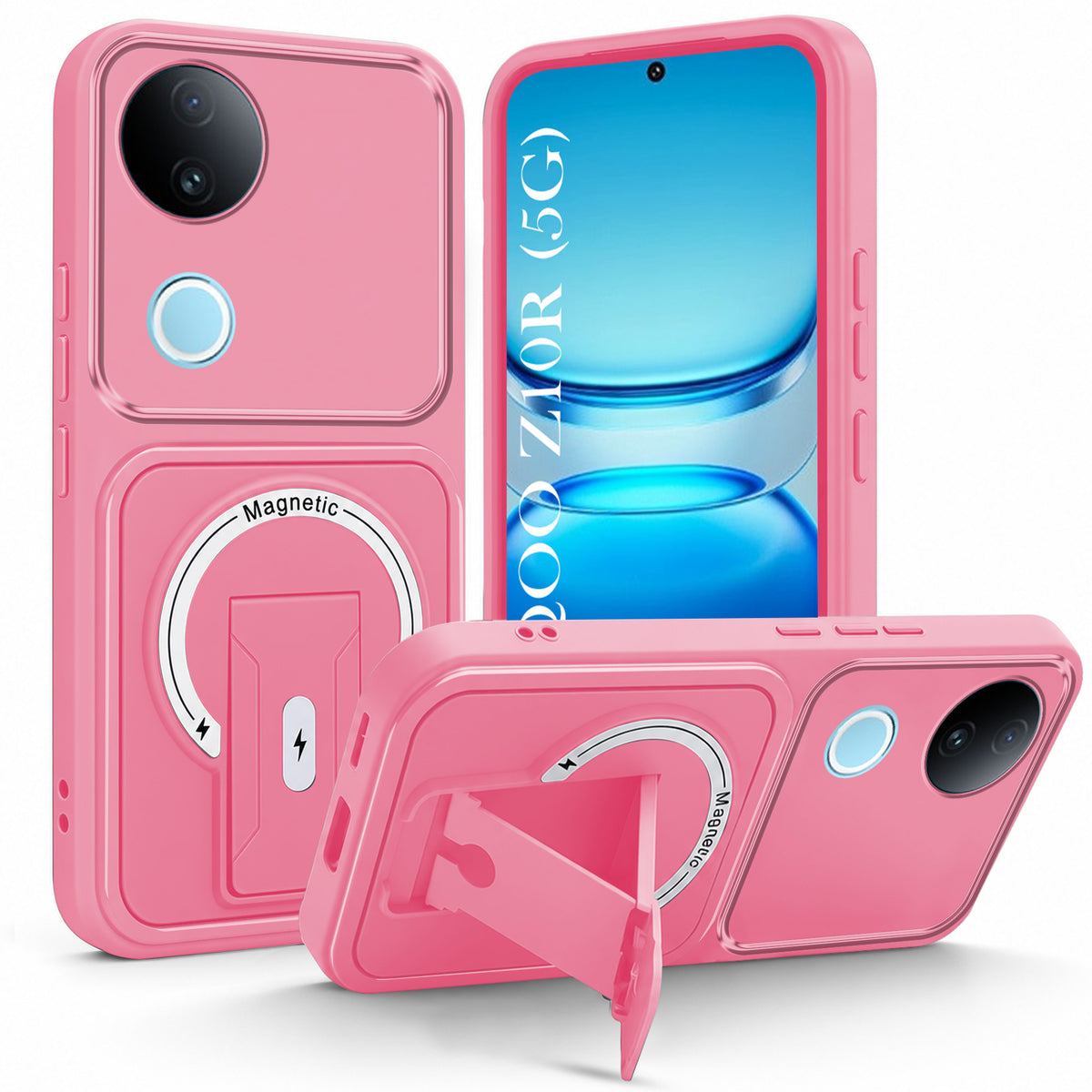 For Vivo iQOO Z10R Back Case Cover Metallic (Hybrid Armor Kickstand | MagSafe Compatible | Camera Protection Shockproof)