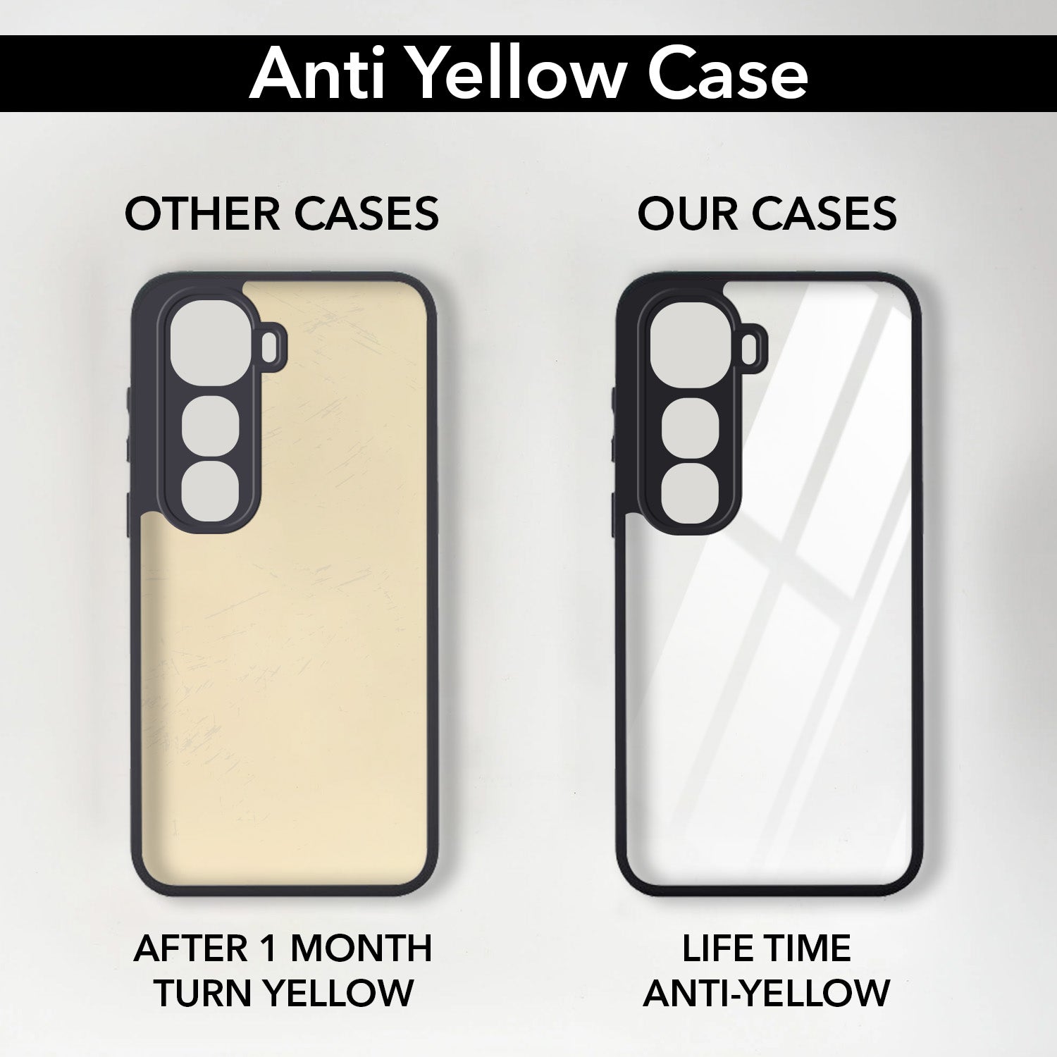 For Vivo Y400 Pro Combo with Back Cover and 9H Tempered Glass (Lifetime Anti-Yellow | Crystal Clear Shockproof | Oleophobic Coating Screen Glass)