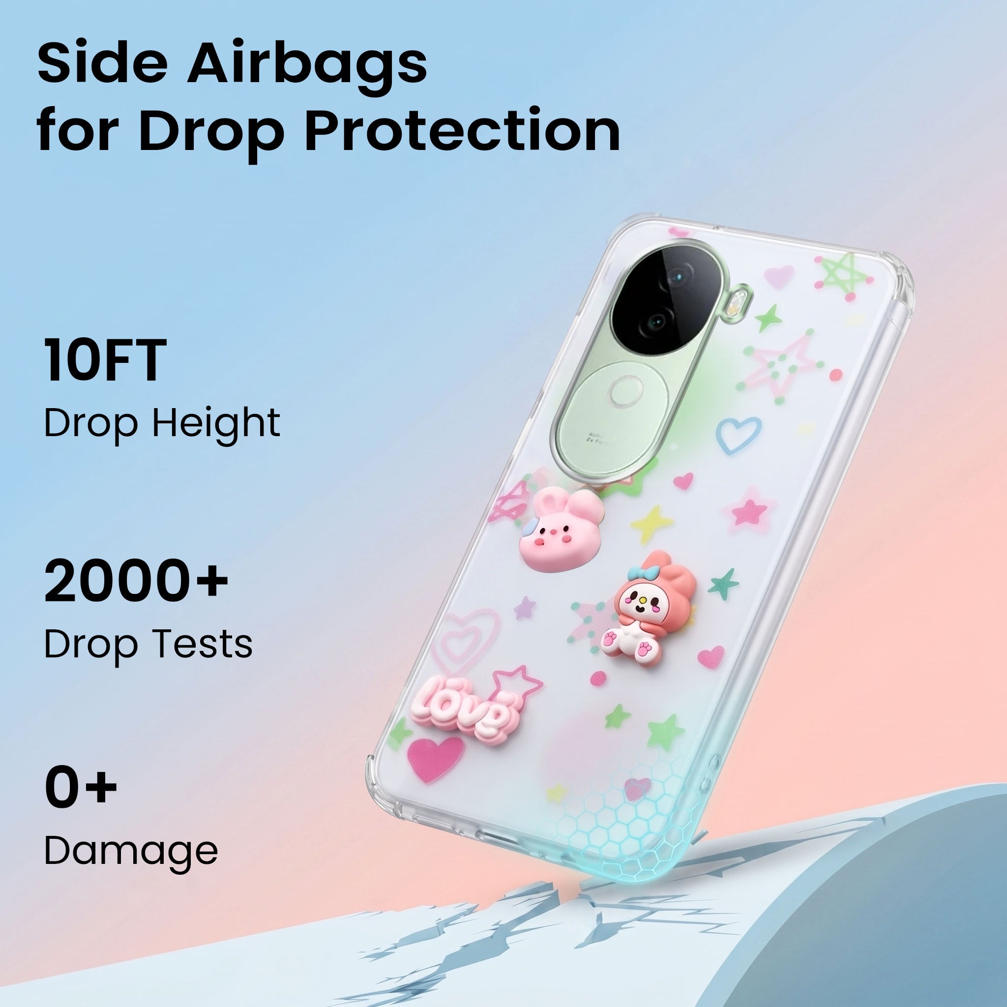 For Vivo V40e Back Cover Case (3D Cute Cartoons | Hard Back Side Soft | Matte Premium Finish | HD Printing)