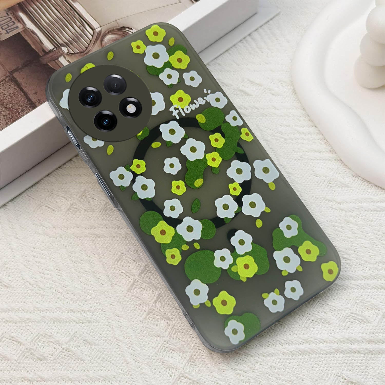 For OnePlus 11R Back Cover Case (Cute Floral Design | Flower Print for Girls | MagSafe Compatible Wireless Charging)