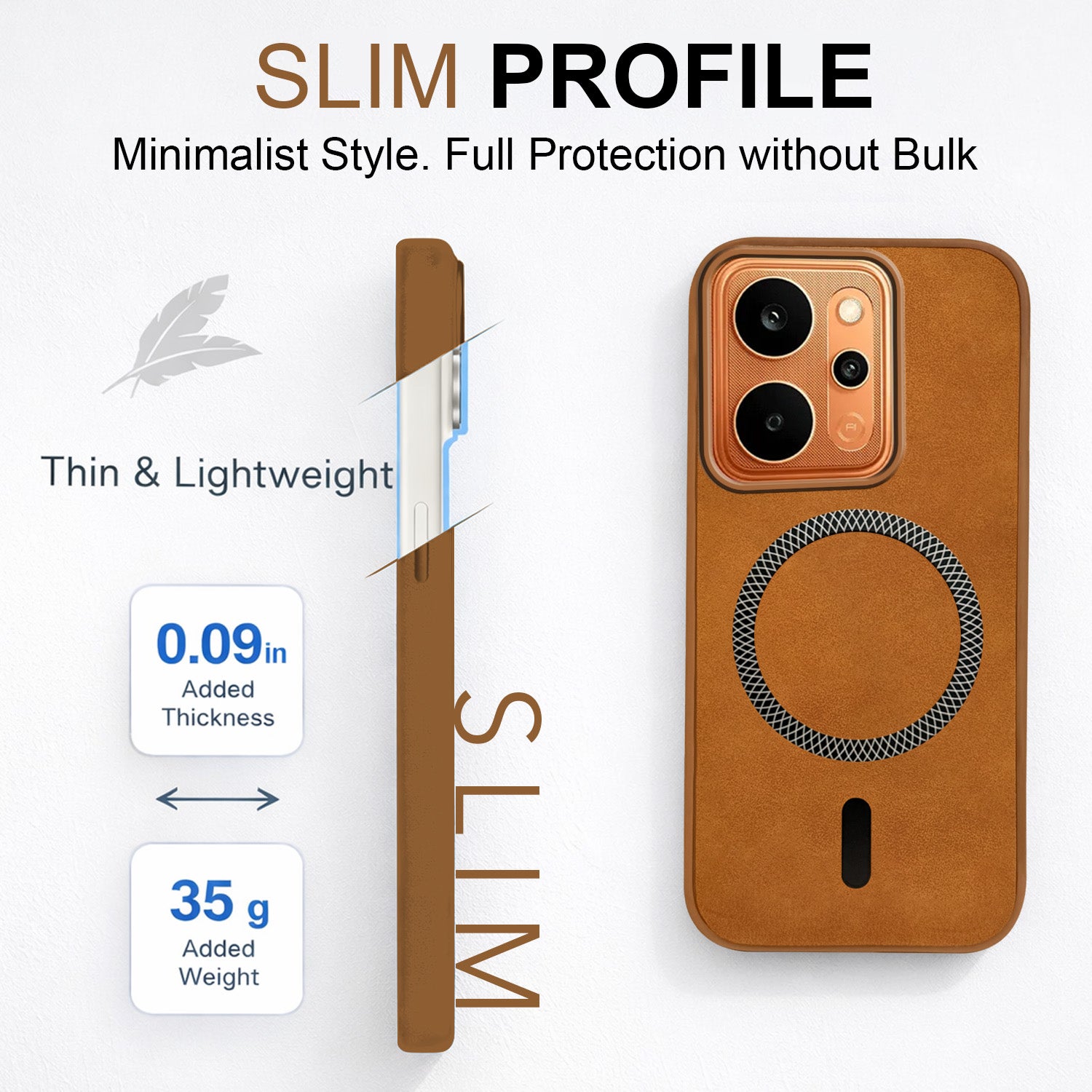 For Realme P4 Power 5G | Realme Narzo Power Back Cover Case Leather Finish (MagSafe Compatible Wireless Charging | Soft Touch | Camera Bump Protection)