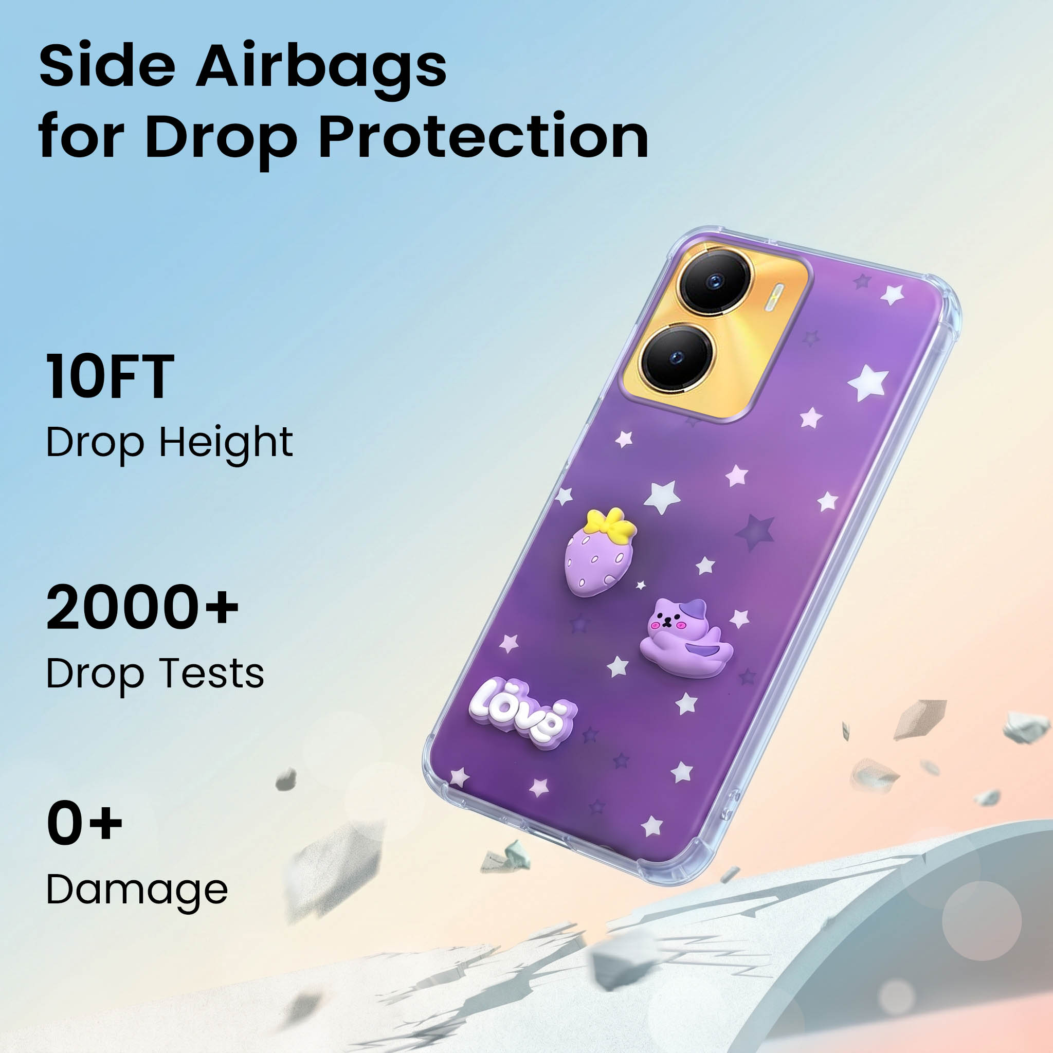 For Vivo Y56 5G Back Cover Case (3D Cute Cartoons | Hard Back Side Soft | Matte Premium Finish | HD Printing)