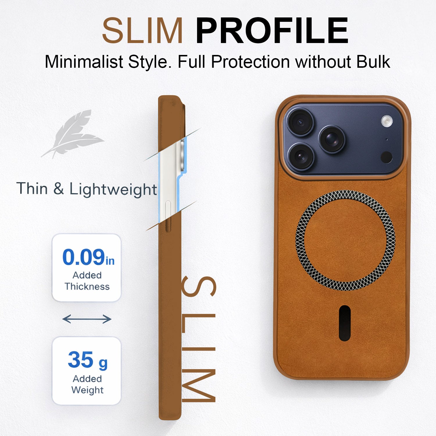 For Apple iPhone 17 Pro Max Back Cover Case Leather Finish (MagSafe Compatible Wireless Charging | Soft Touch | Camera Bump Protection)