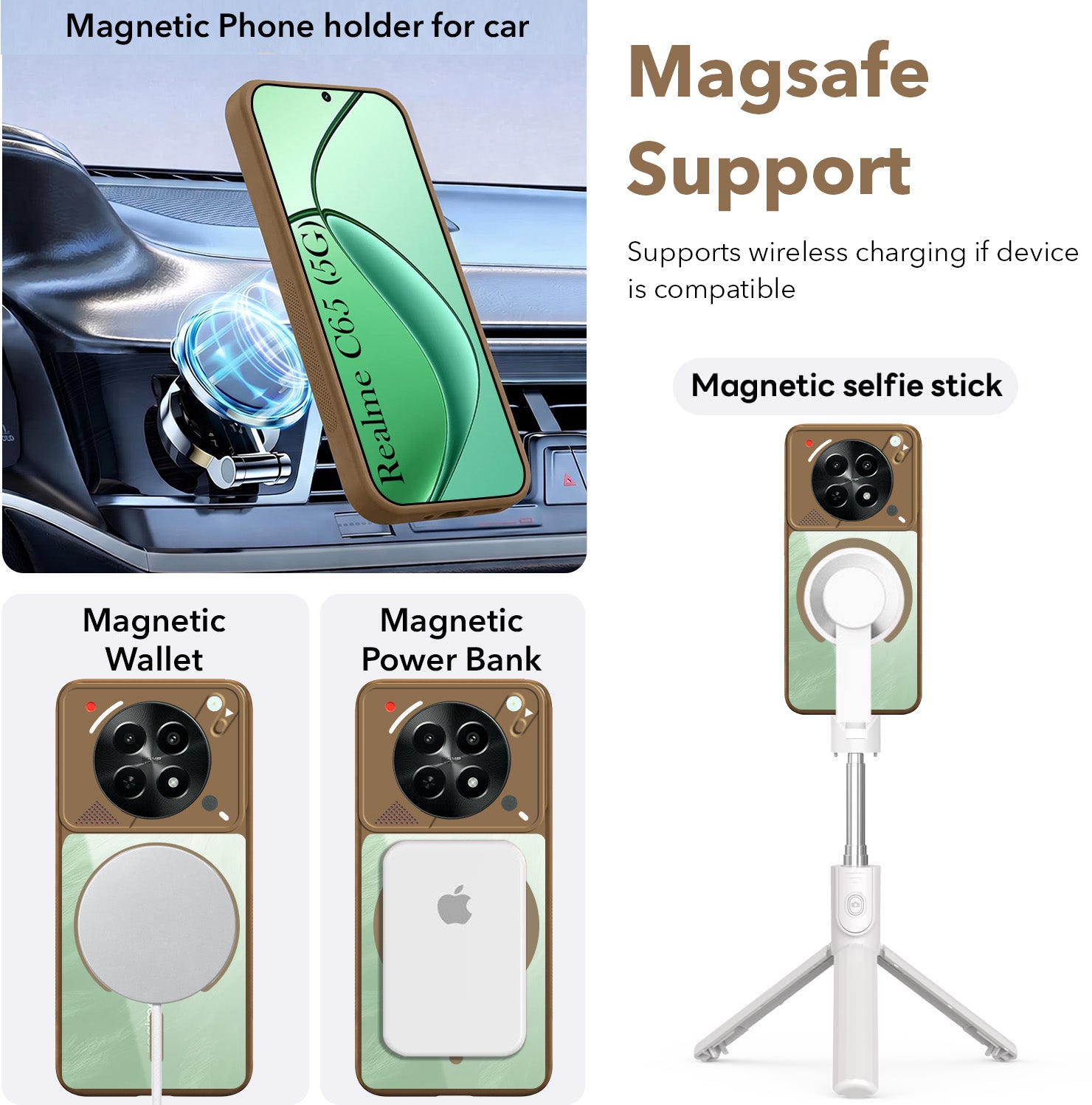 For Realme C65 5G Back Cover Case Lifetime Anti-Yellow Clear (Camera Protection | Side Grip | Wireless MagSafe Compatible)