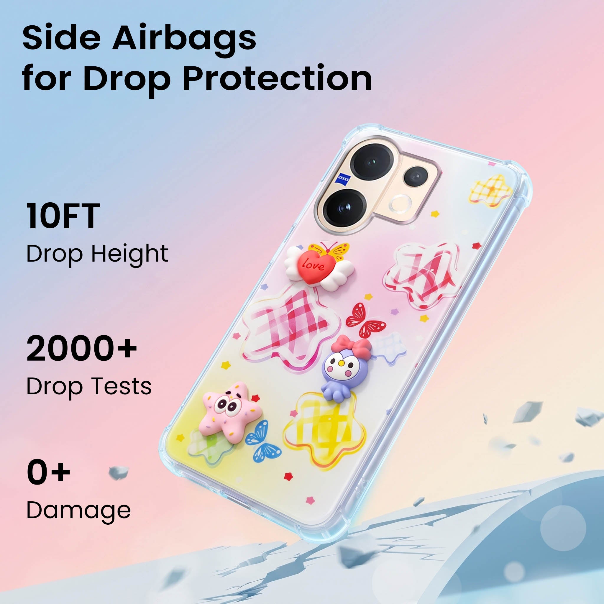 For Vivo V60 | Vivo T4 Pro Back Cover Case (3D Cute Cartoons | Hard Back Side Soft | Matte Premium Finish | HD Printing)