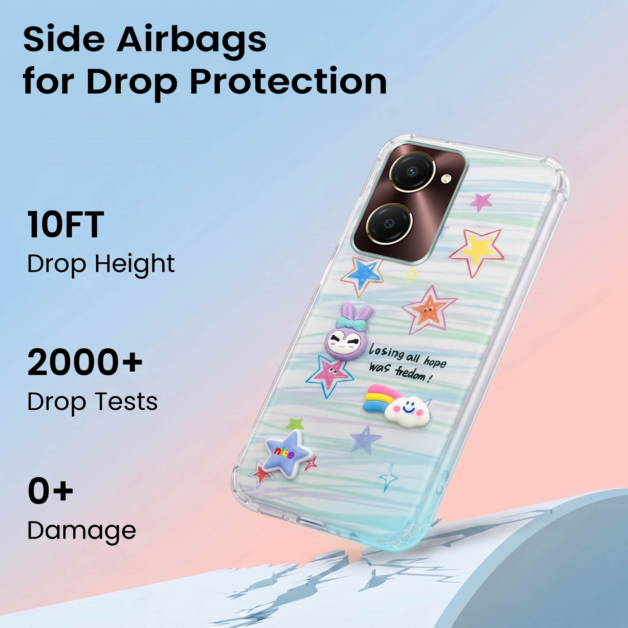 For Vivo iQOO Z9 Lite 5G Back Cover Case (3D Cute Cartoons | Hard Back Side Soft | Matte Premium Finish | HD Printing)
