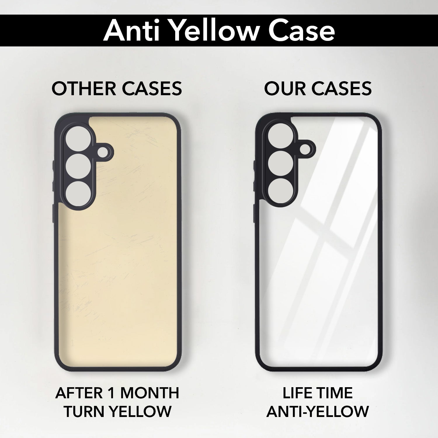 For Samsung Galaxy S25 Combo with Back Cover and 9H Tempered Glass (Lifetime Anti-Yellow | Crystal Clear Shockproof | Oleophobic Coating Screen Glass)