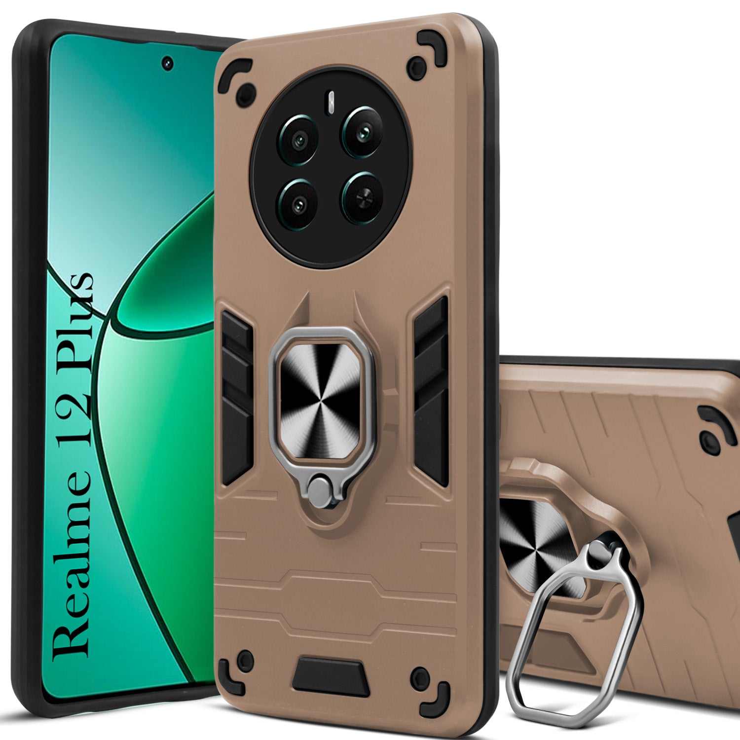 For Realme 12 Plus Back Cover Case (Shockproof Polycarbonate Dual Layer Hybrid Armor)