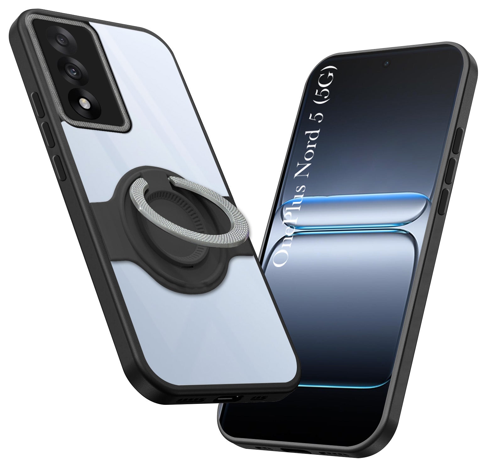 For Oneplus Nord 5 Back Cover Case with stand (Built-in Ring Holder Kickstand | Lifetime Anti Yellow | Camera Protection)