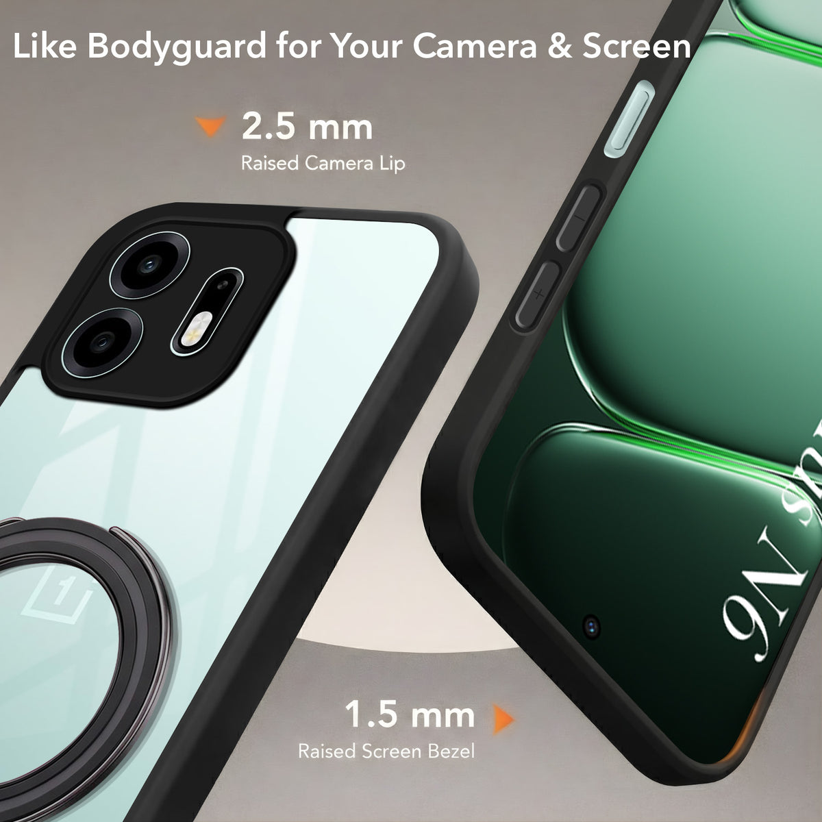 For OnePlus N6 Back Cover Case (Kick Stand Ring Holder | Life time Anti Yellow | Camera Protection)