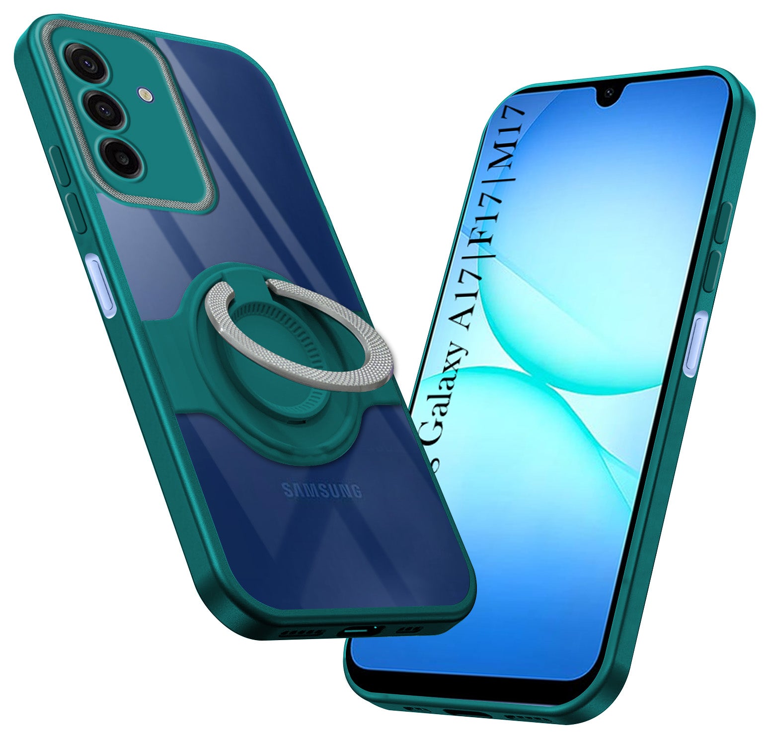 For Samsung Galaxy A17 | Samsung F17 | Samsung M17 5G Back Cover Case with stand (Built-in Ring Holder Kickstand | Lifetime Anti Yellow | Camera Protection)