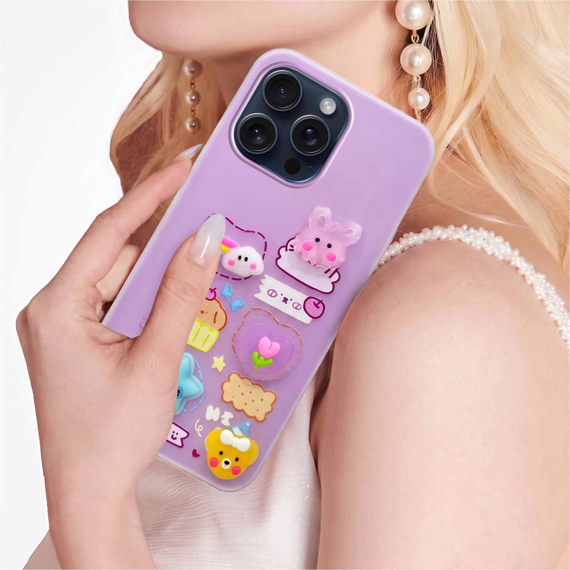 For Apple iPhone 15 Pro Max Back Cover Case (3D Cute Cartoons | Hard Back Side Soft | Matte Premium Finish | HD Printing)