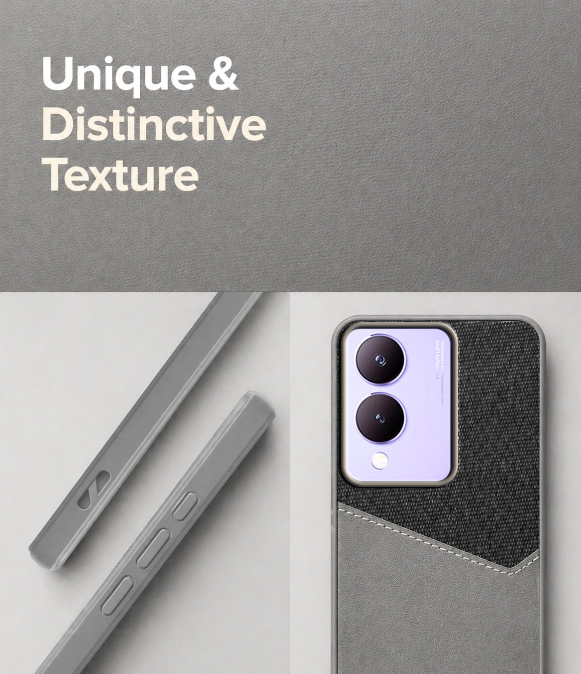 For Vivo Y17s Back Cover Case (Dual PU Leather Stitch | Professional Minimalist | Soft and Flexible)