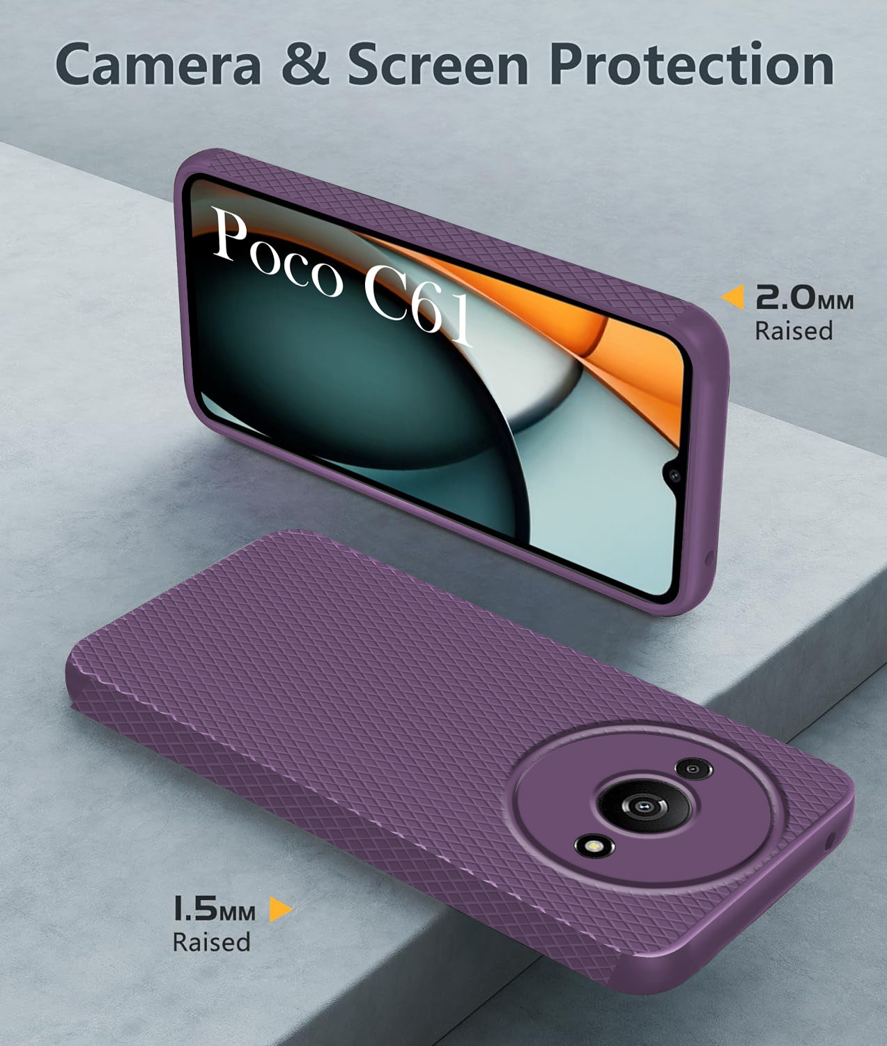 For Xiaomi Poco C61 Back Cover Case (Liquid Silicone | Side Grip | Camera Protection)