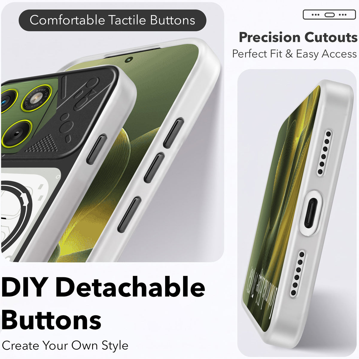 For Motorola Moto Edge 70 Metallic Back Cover Case (Metallic Camera Protection & Buttons | Translucent Milky Shade | Hard Polycarbonate)