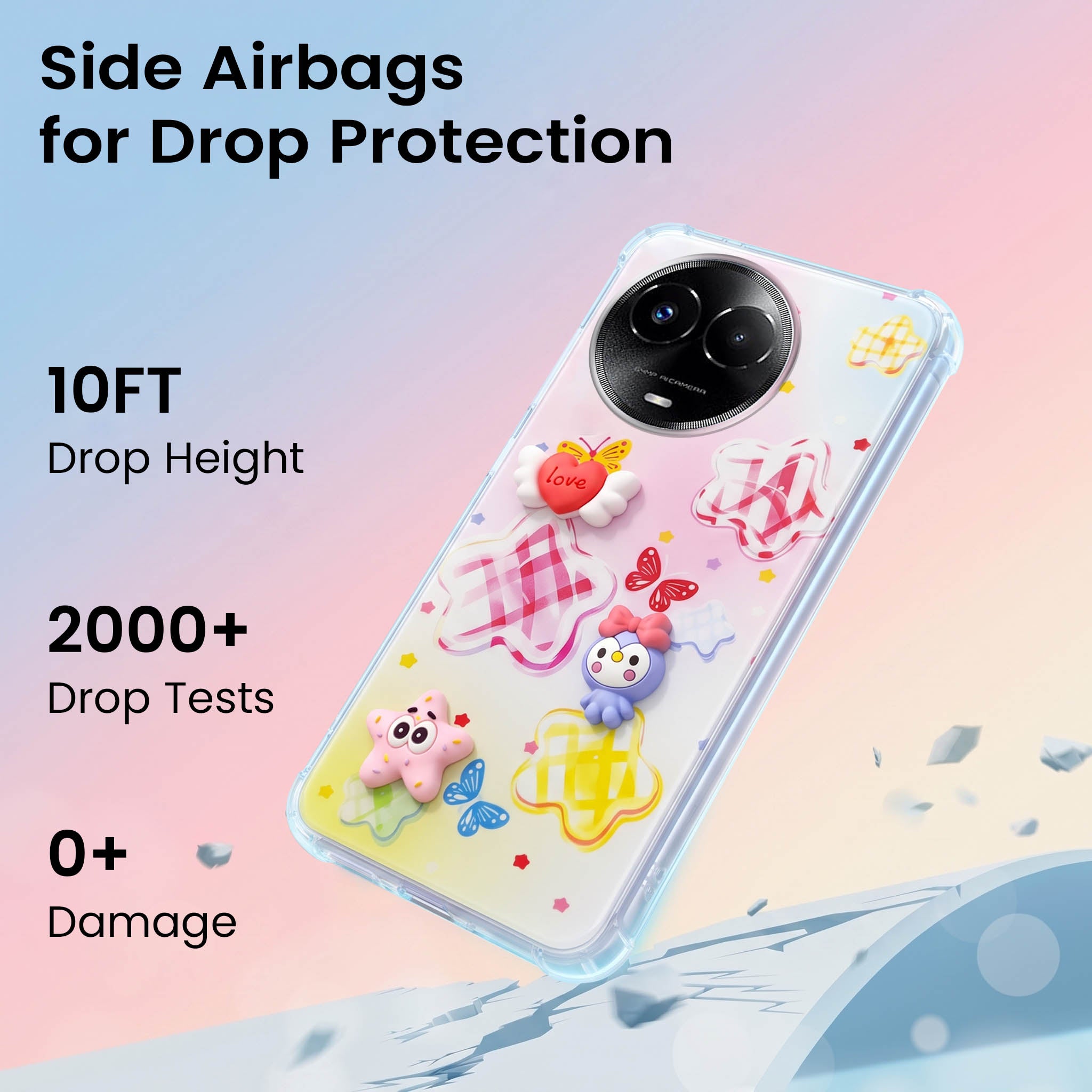 For Realme 11 5G | Realme 11x 5G Back Cover Case (3D Cute Cartoons | Hard Back Side Soft | Matte Premium Finish | HD Printing)