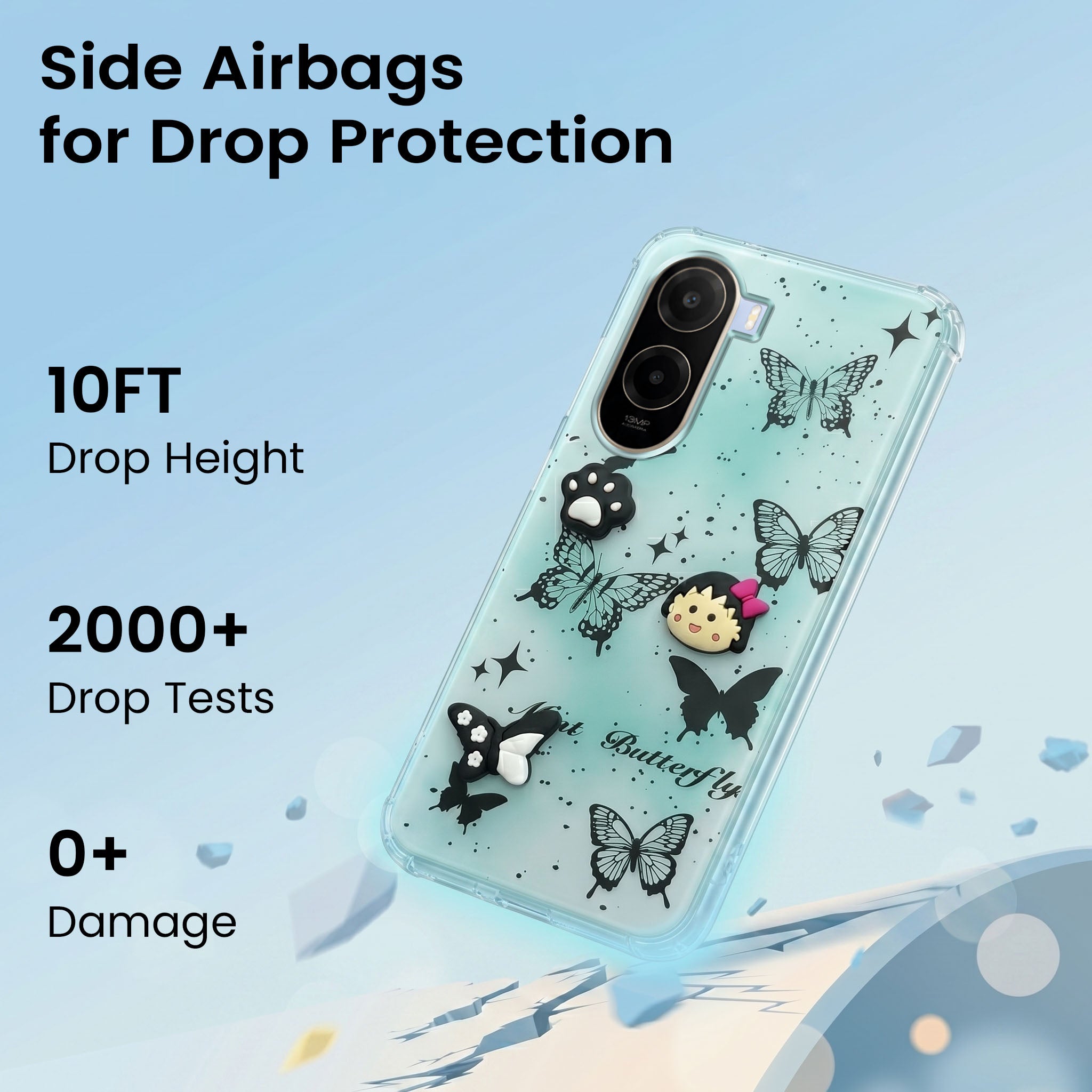 For Poco C85x 5G Back Cover Case (3D Cute Cartoons | Hard Back Side Soft | Matte Premium Finish | HD Printing)