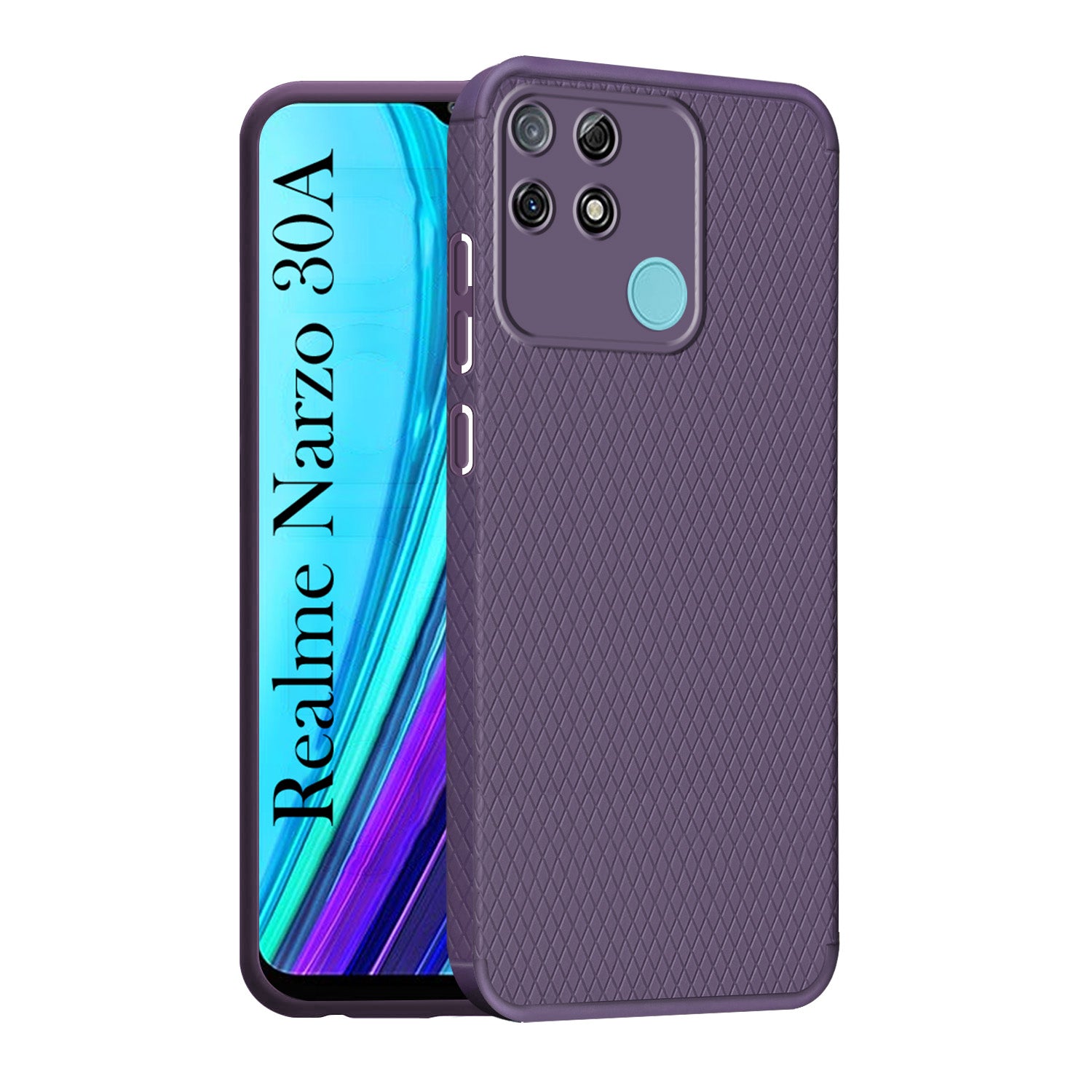 For Realme Narzo 30A Back Cover Case Liquid Silicone (Camera Protection | Side Grip Texture | Soft and Flexible)