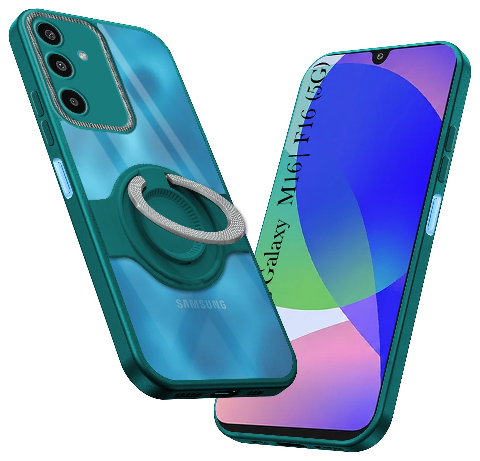 For Samsung Galaxy M16 5G | Samsung Galaxy F16 5G Back Cover Case with stand (Built-in Ring Holder Kickstand | Lifetime Anti Yellow | Camera Protection)