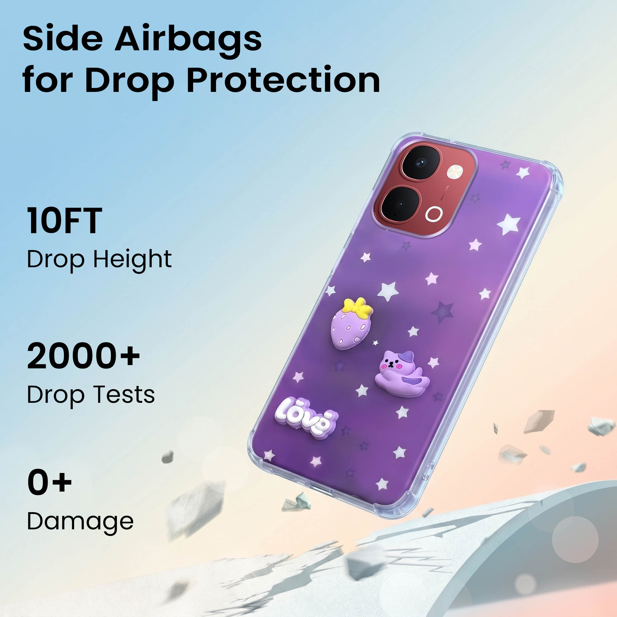 For Vivo Y31T 5G Back Cover Case (3D Cute Cartoons | Hard Back Side Soft | Matte Premium Finish | HD Printing)
