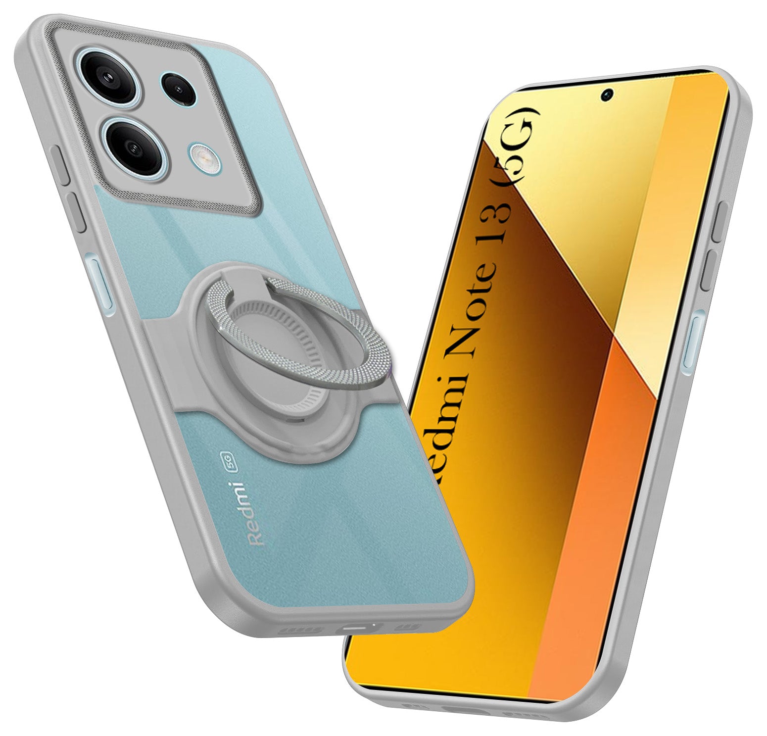 For Xiaomi Redmi Note 13 5G Back Cover Case with stand (Built-in Ring Holder Kickstand | Lifetime Anti Yellow | Camera Protection)